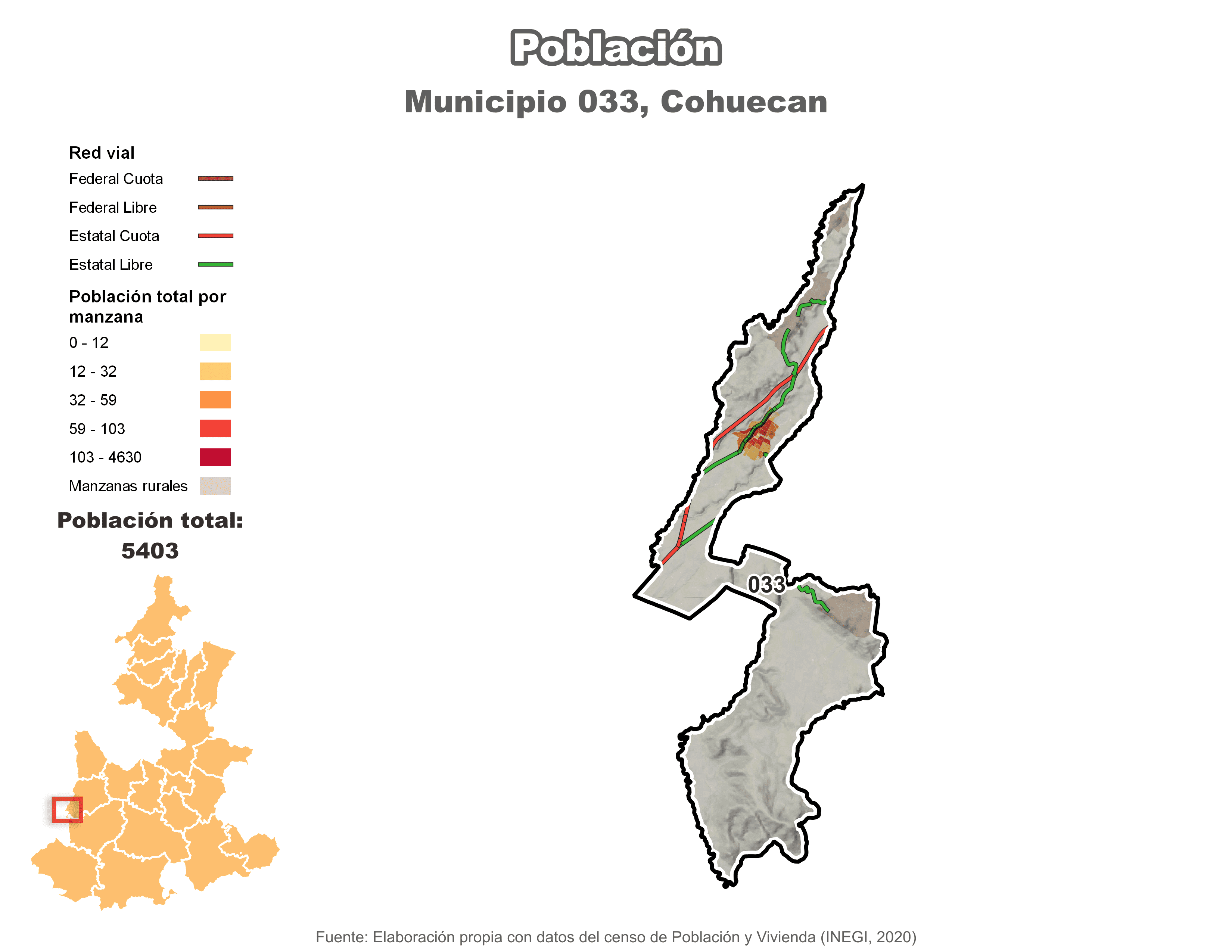 Biblioteca de Mapas - Población municipio de Cohuecan