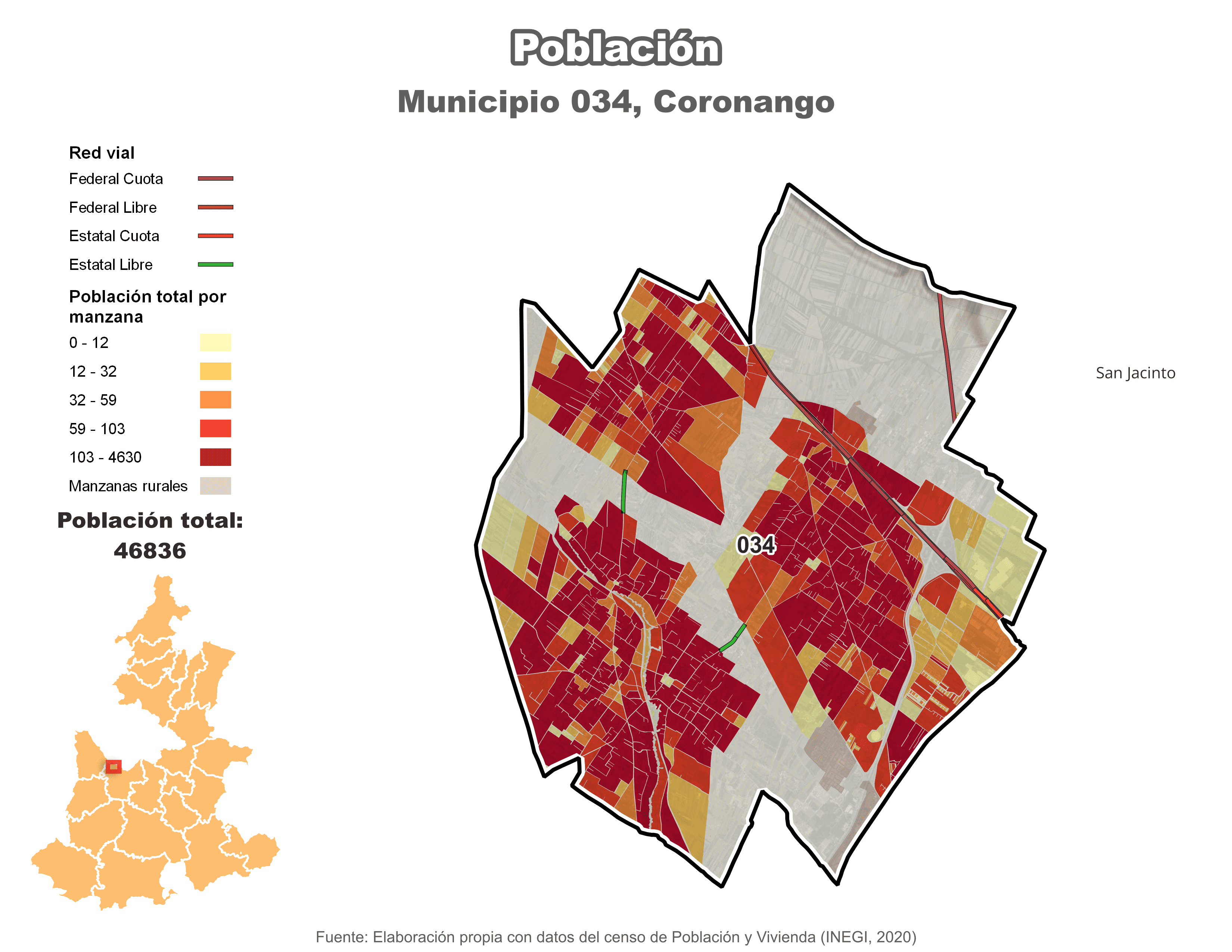 Biblioteca de Mapas - Población municipio de Coronango