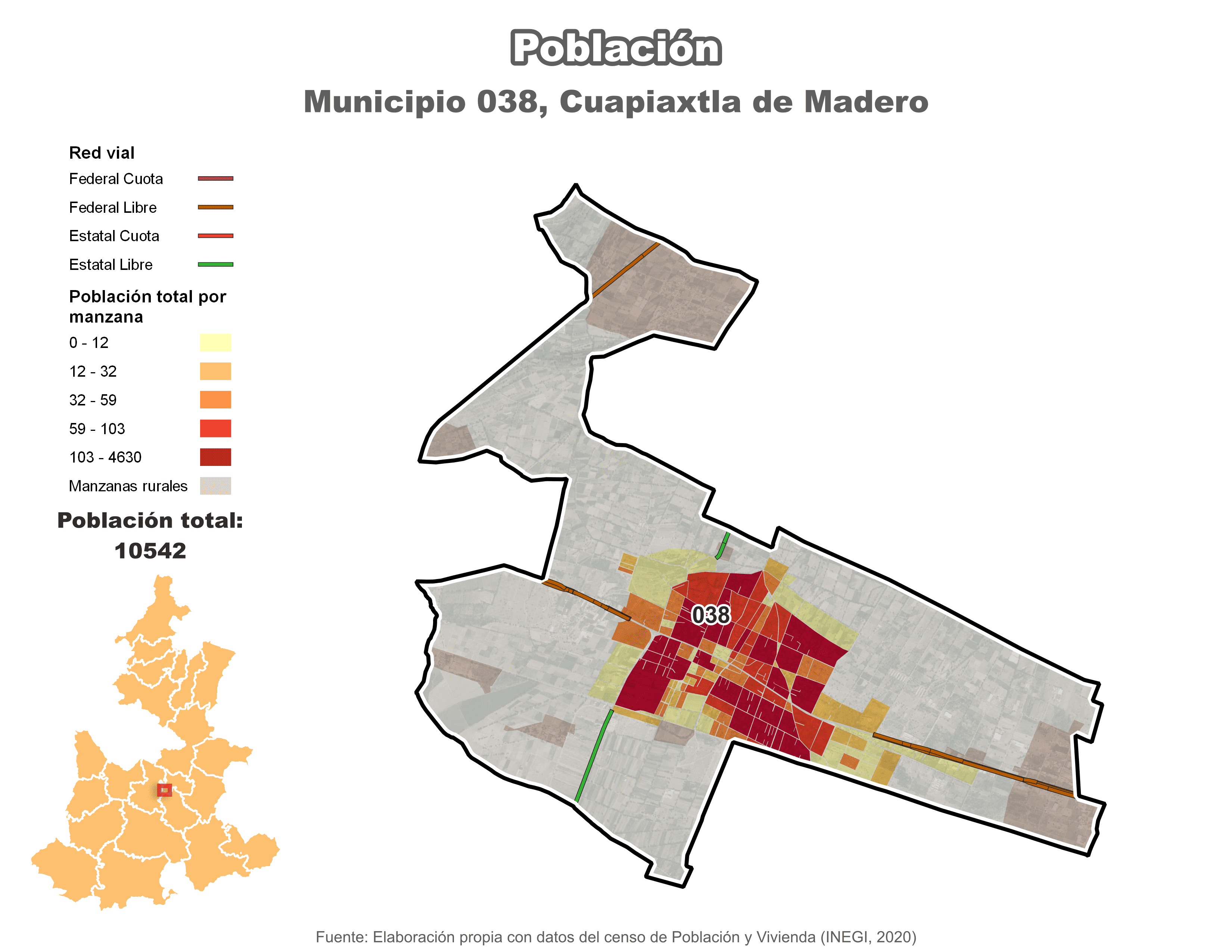 Biblioteca de Mapas - Población municipio de Cuapiaxtla de Madero