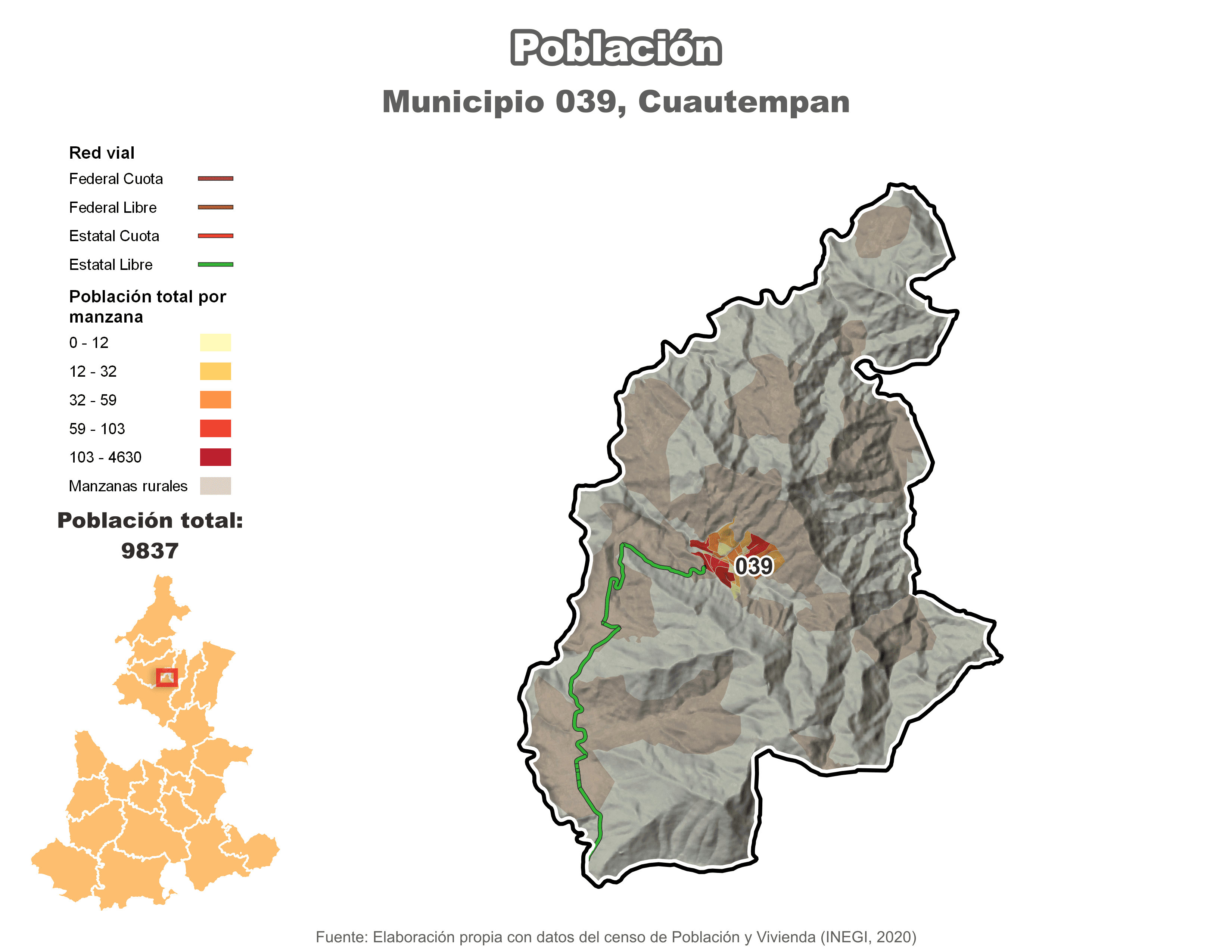 Biblioteca de Mapas - Población municipio de Cuautempan