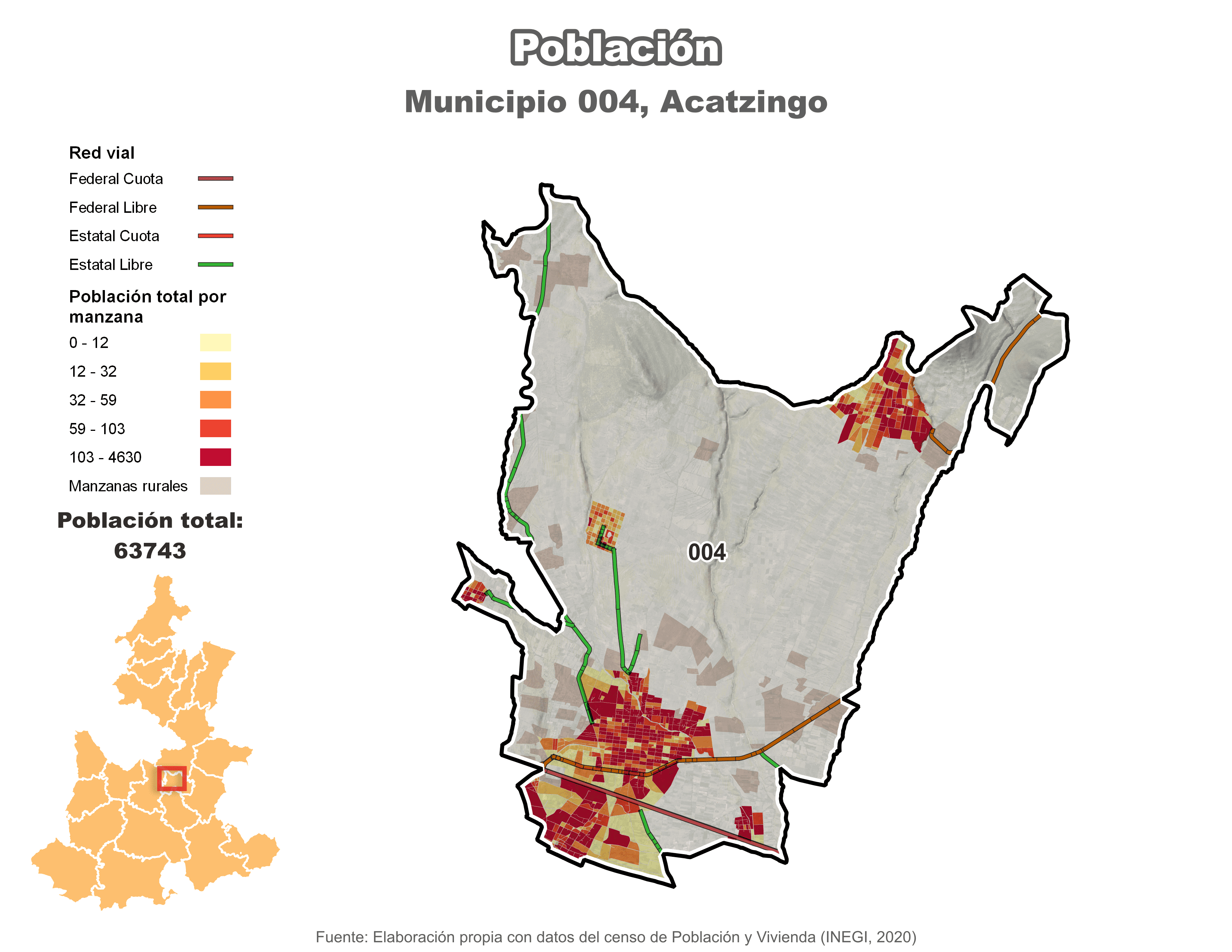 Biblioteca de Mapas - Población municipio de Acatzingo