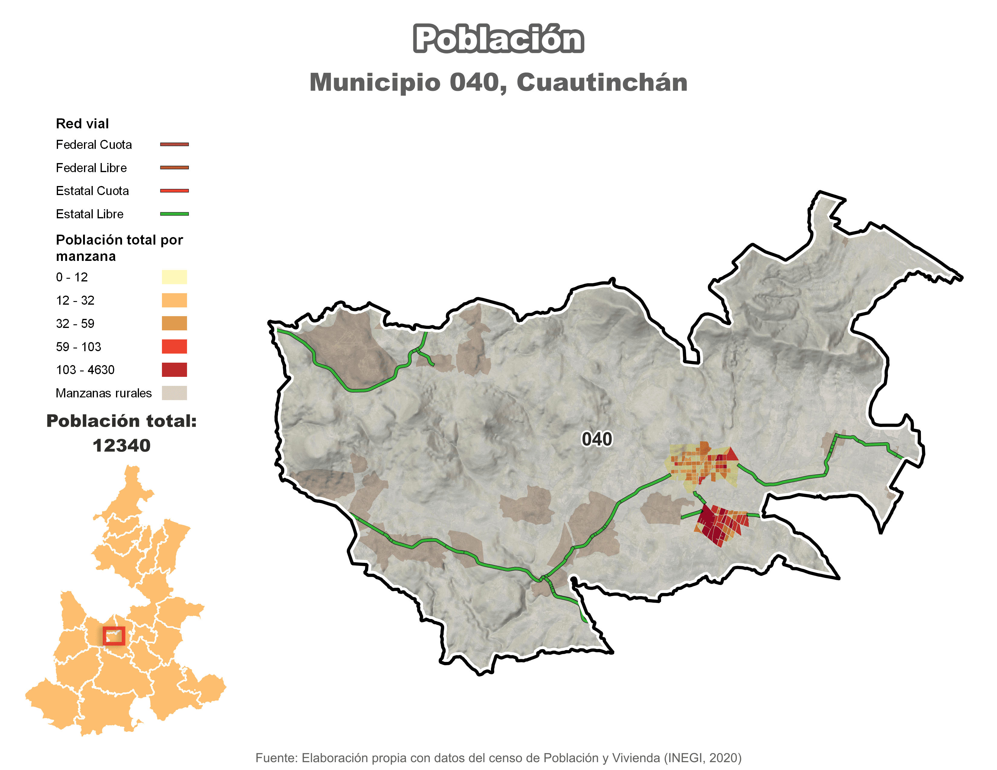 Biblioteca de Mapas - Población municipio de Cuautinchán