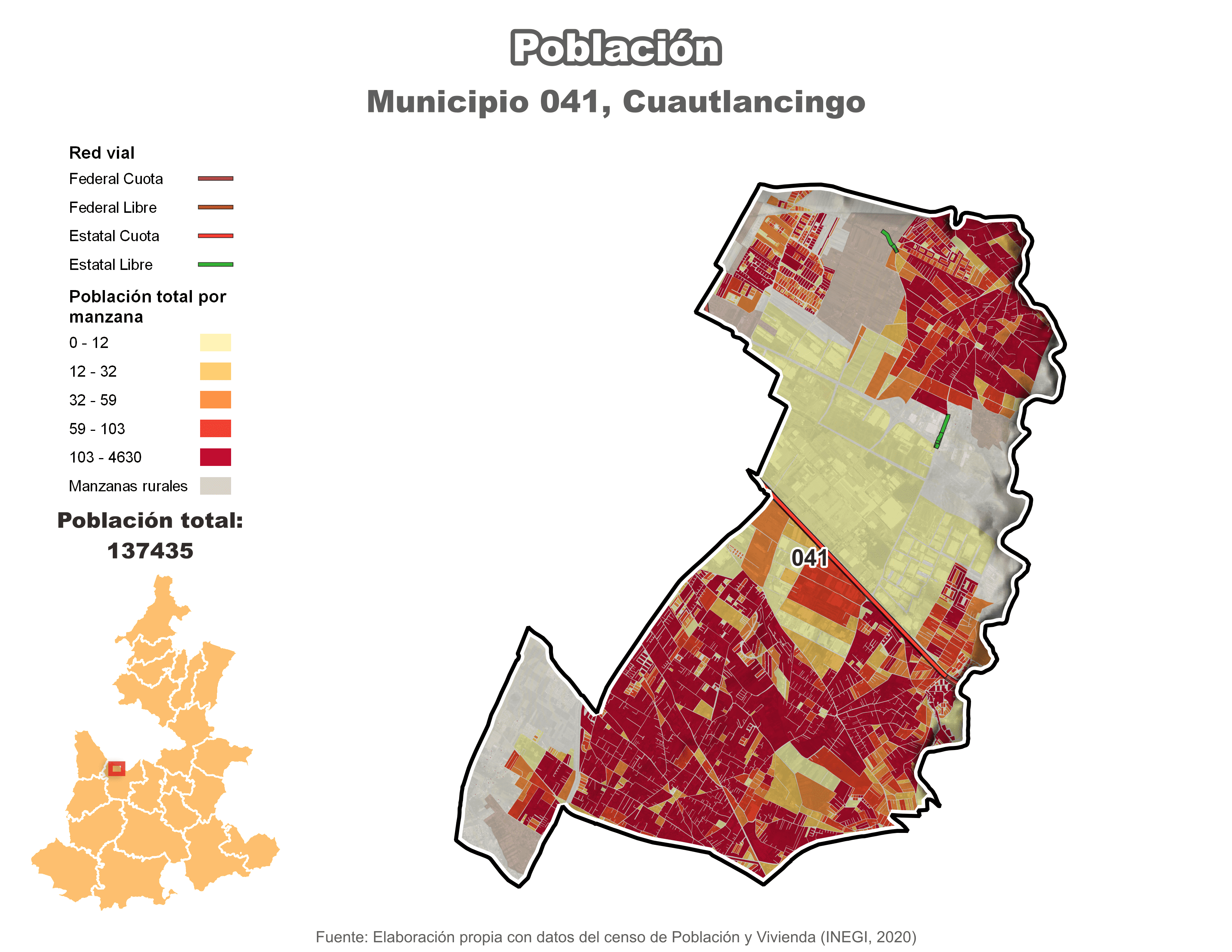 Biblioteca de Mapas - Población municipio de Cuautlancingo