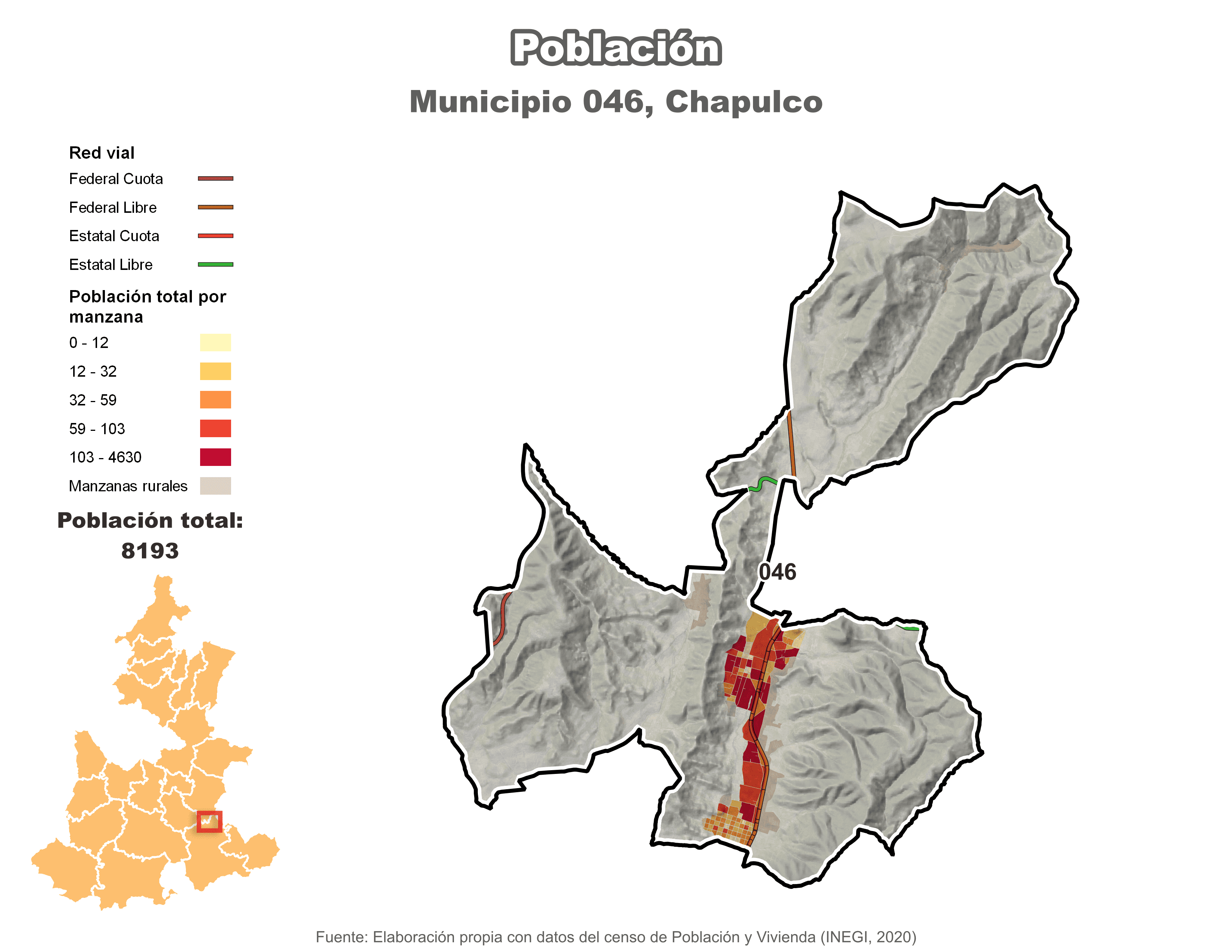 Biblioteca de Mapas - Población municipio de Chapulco