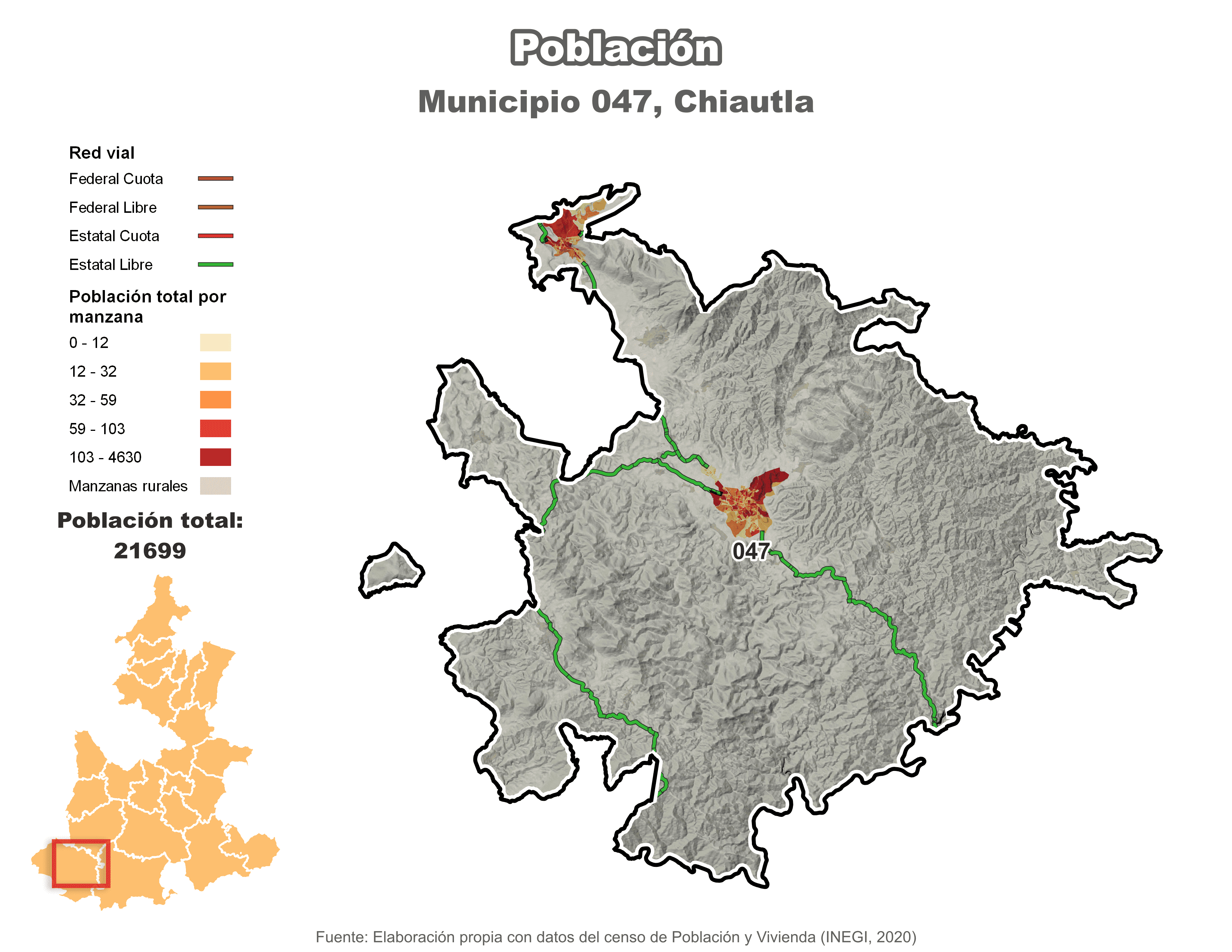 Biblioteca de Mapas - Población municipio de Chiautla