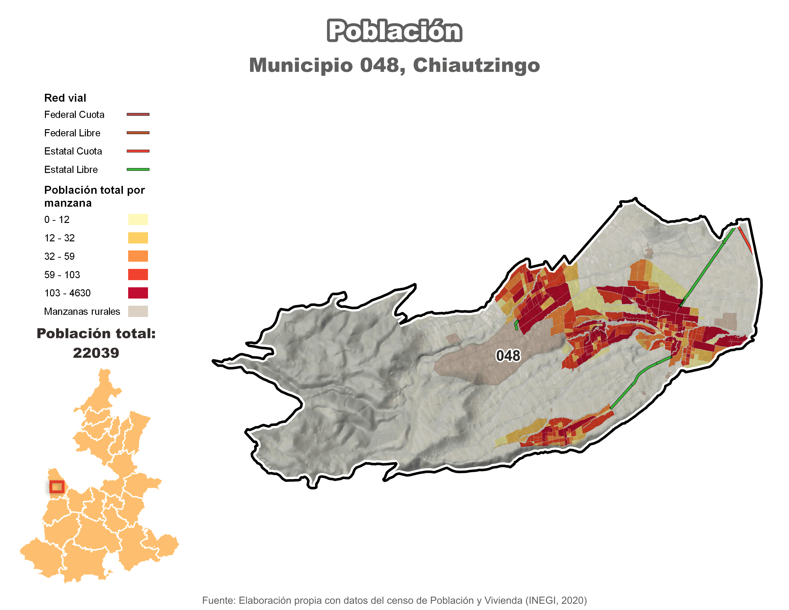 Biblioteca de Mapas - Población municipio de Chiautzingo