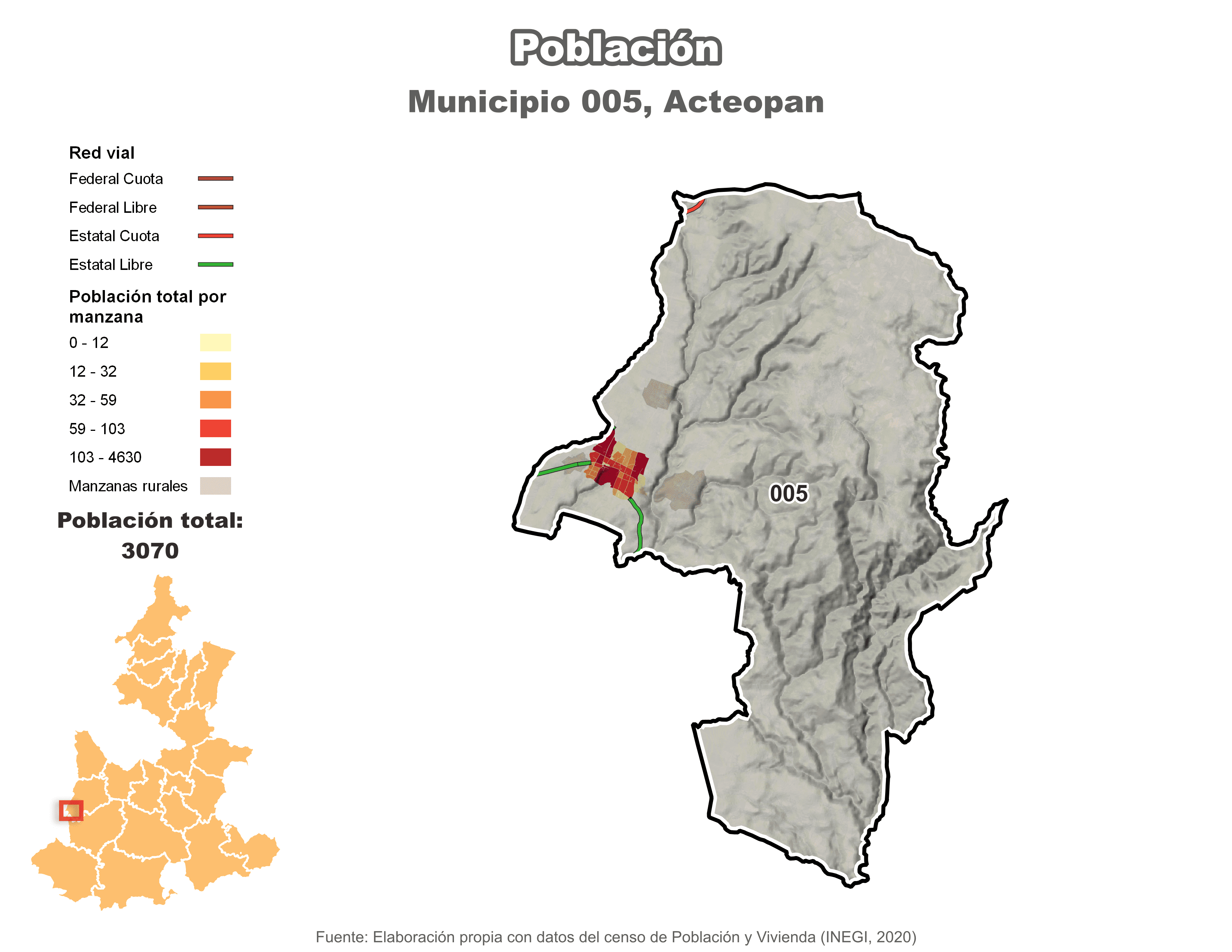 Biblioteca de Mapas - Población municipio de Acteopan