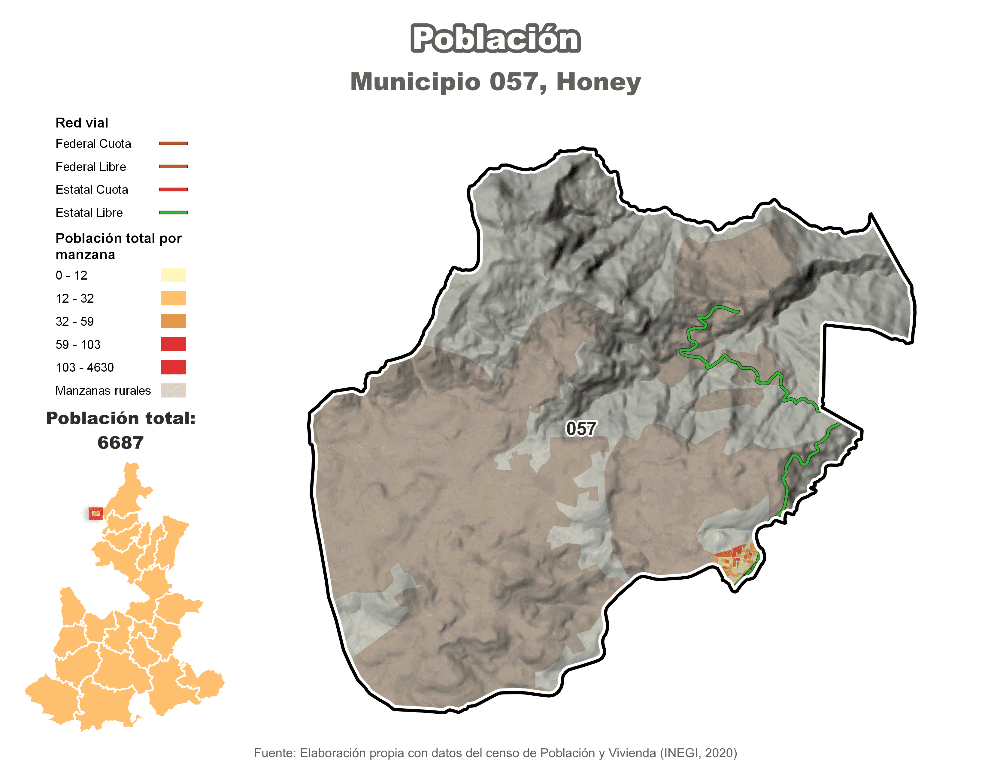 Biblioteca de Mapas - Población municipio de Honey