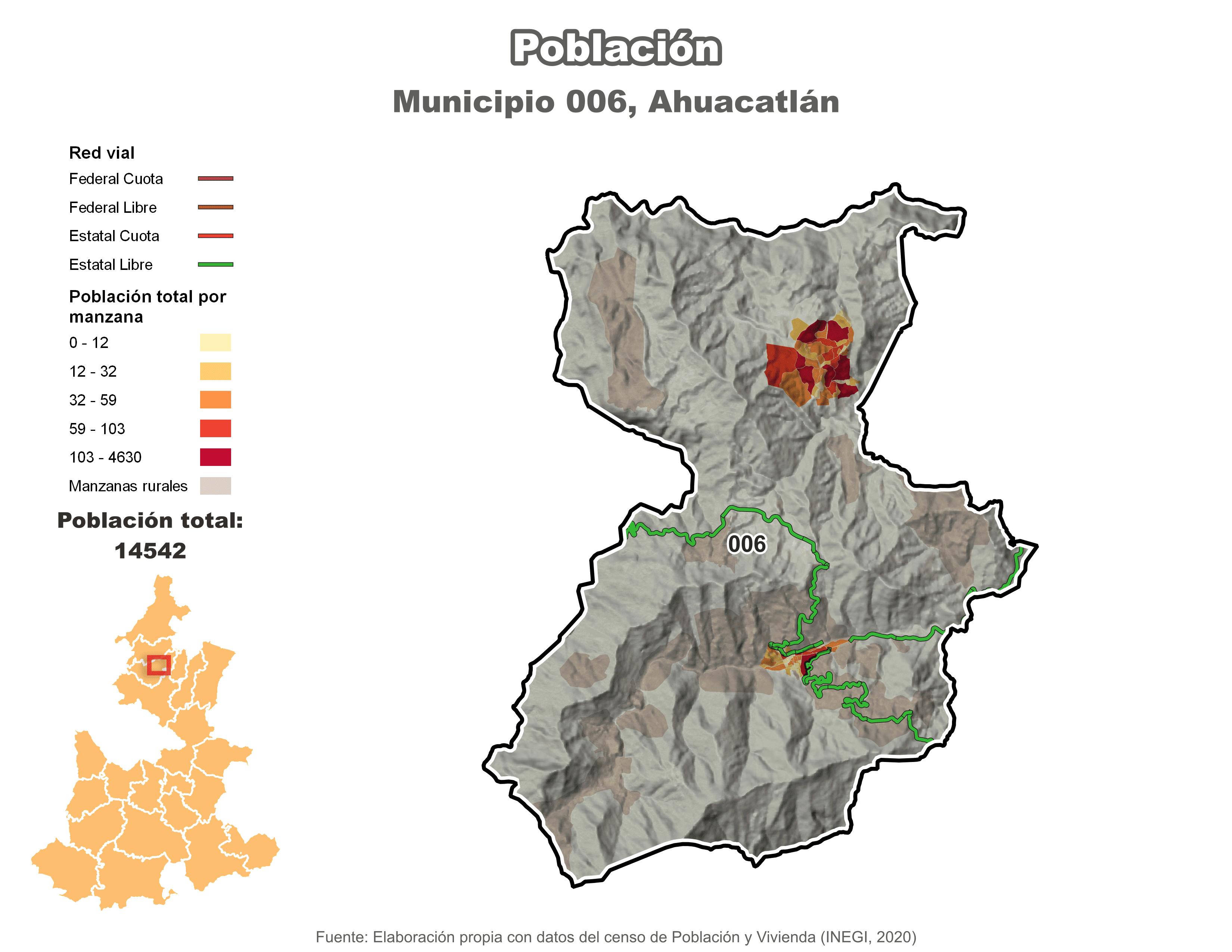 Biblioteca de Mapas - Población municipio de Ahuacatlán