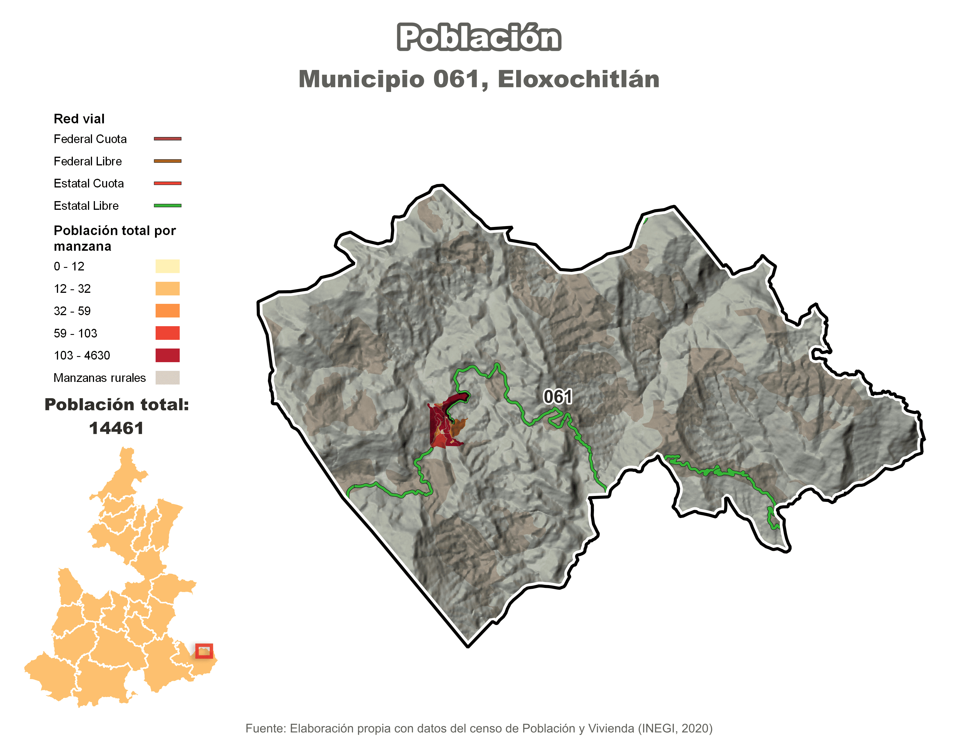 Biblioteca de Mapas - Población municipio de Eloxochitlán