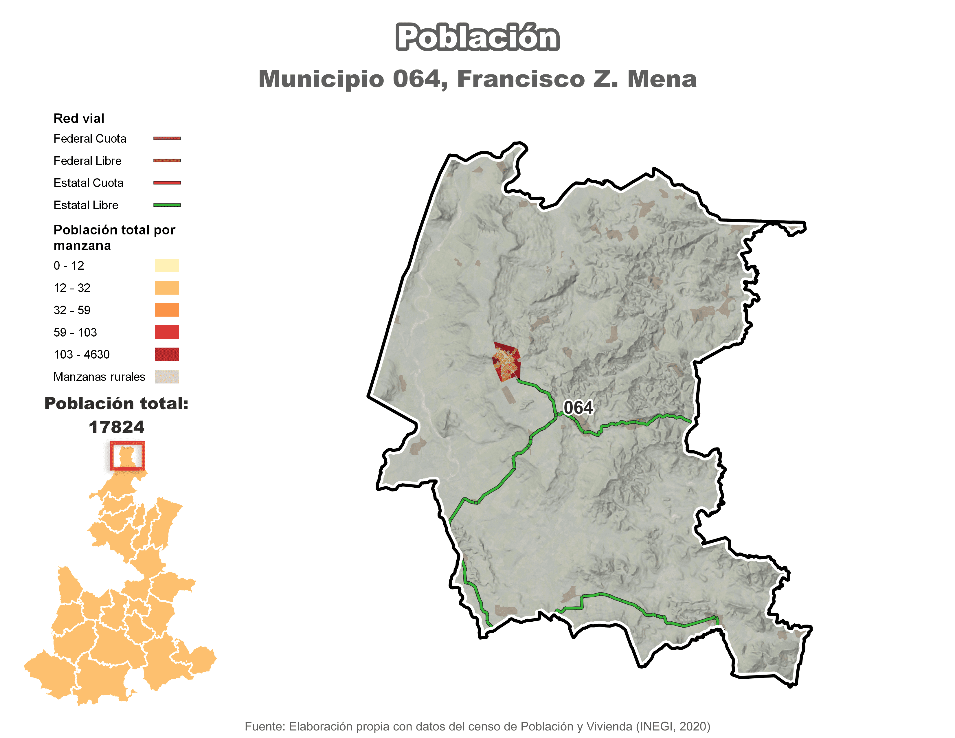 Biblioteca de Mapas - Población municipio de Francisco Z. Mena