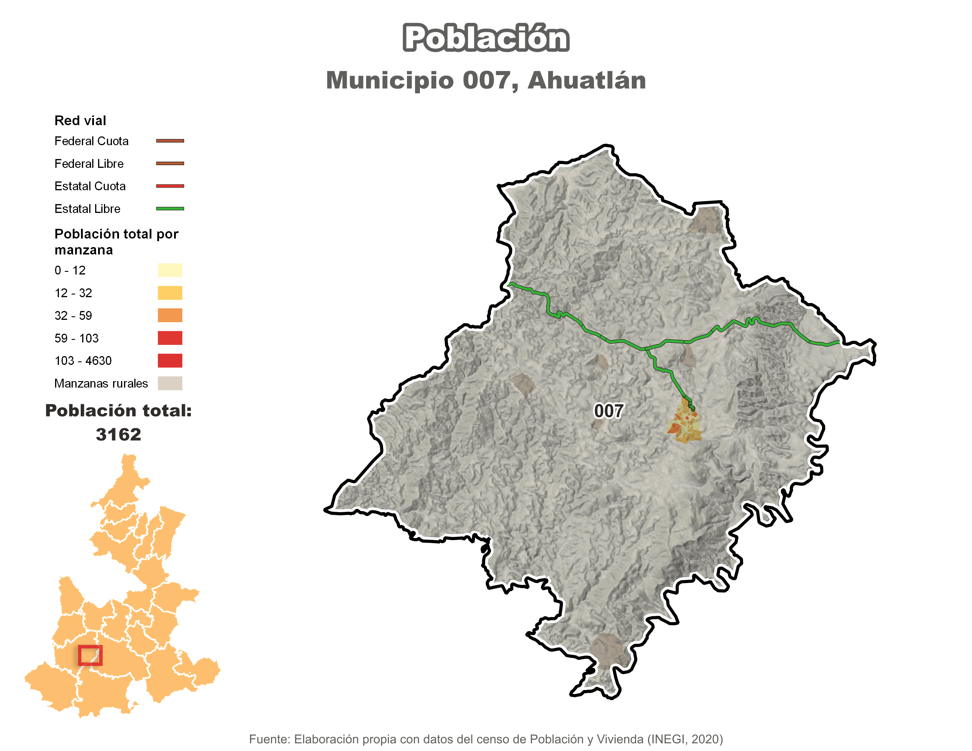 Biblioteca de Mapas - Población municipio de Ahuatlán