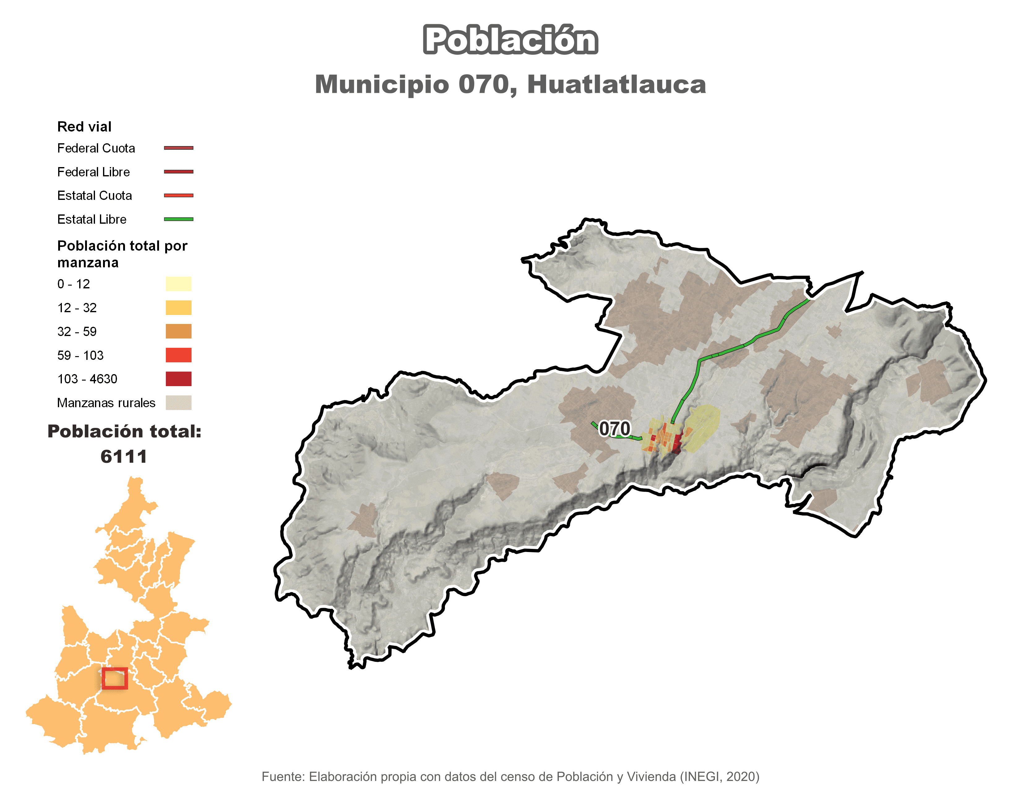 Biblioteca de Mapas - Población municipio de Huatlatlauca