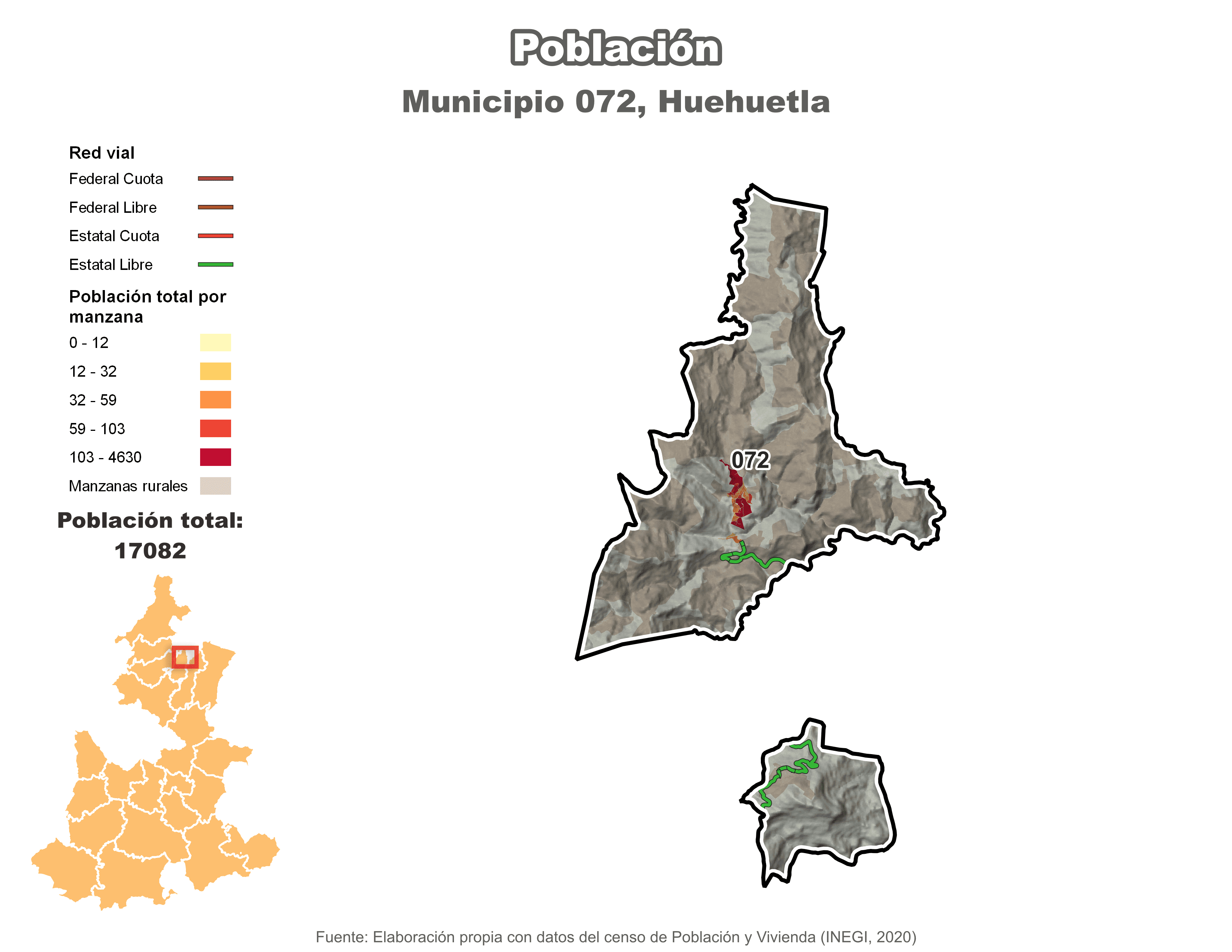 Biblioteca de Mapas - Población municipio de Huehuetla