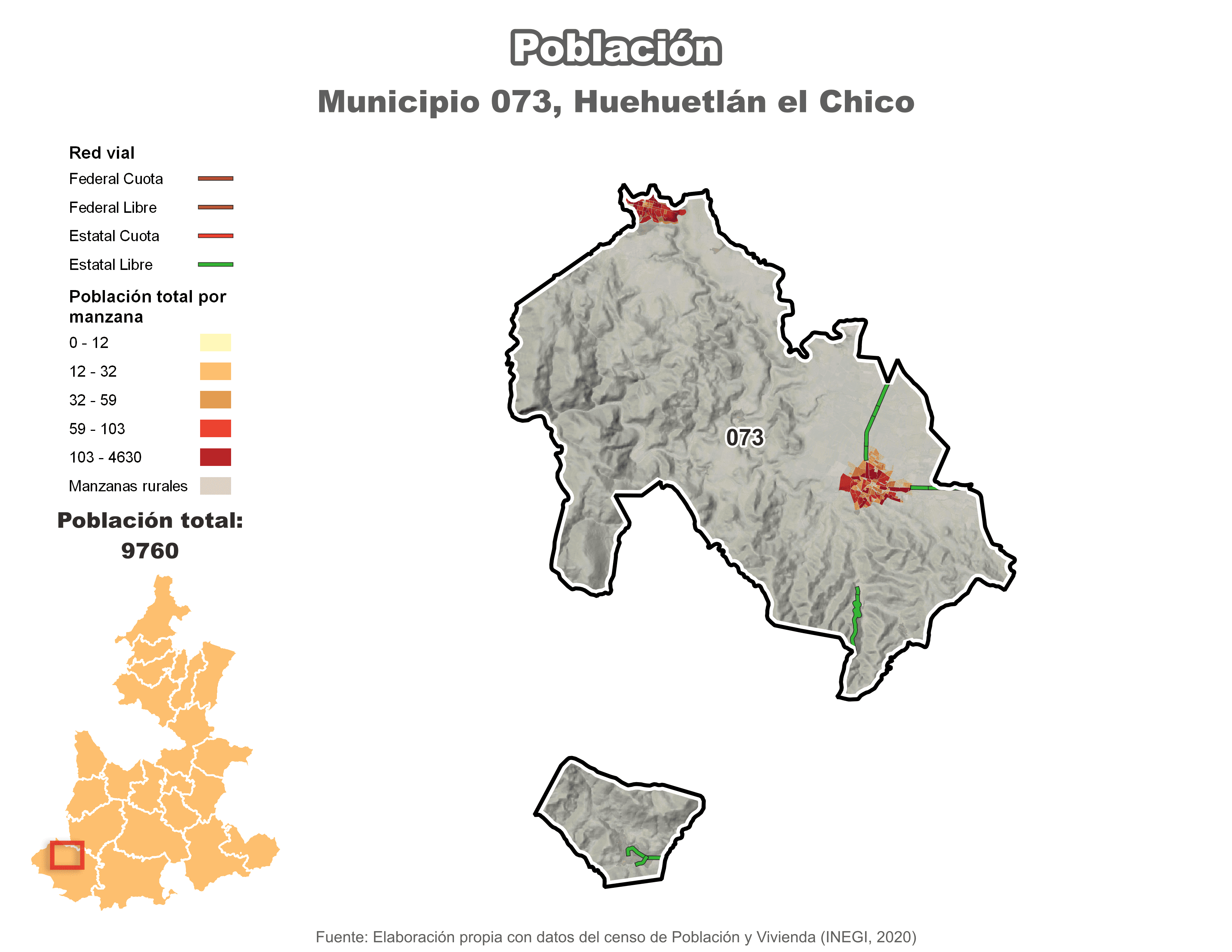 Biblioteca de Mapas - Población municipio de Huehuetlán el Chico