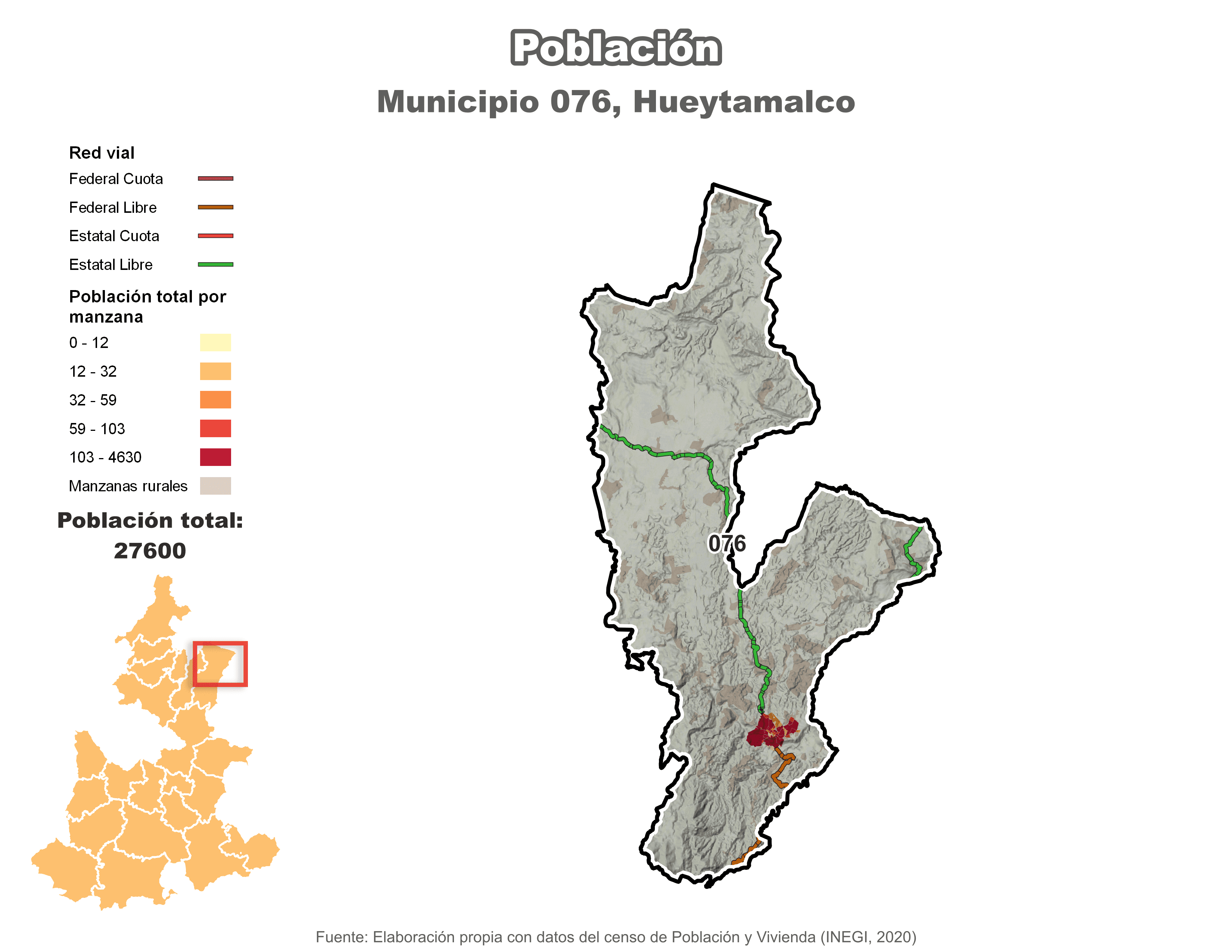 Biblioteca de Mapas - Población municipio de Hueytamalco