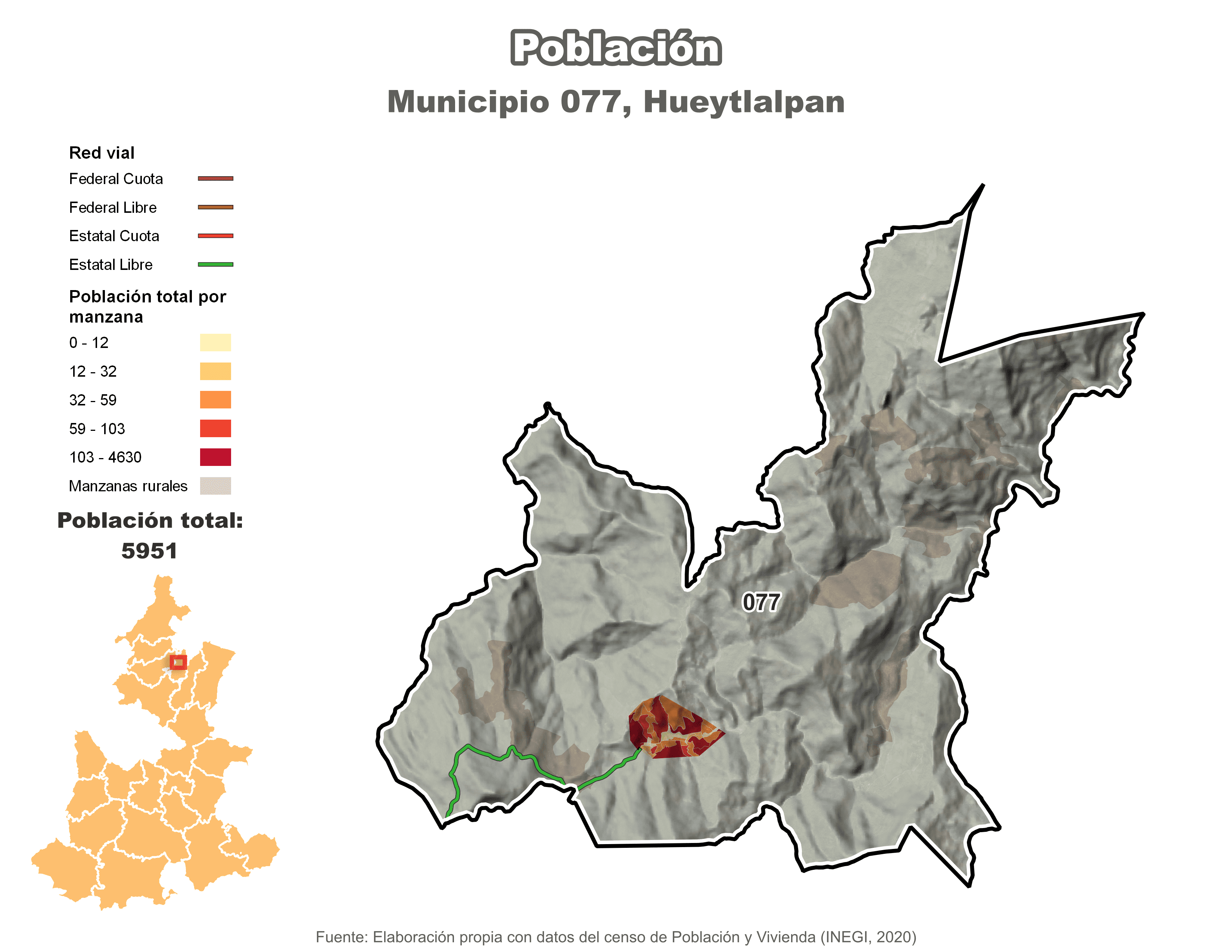 Biblioteca de Mapas - Población municipio de Hueytlalpan