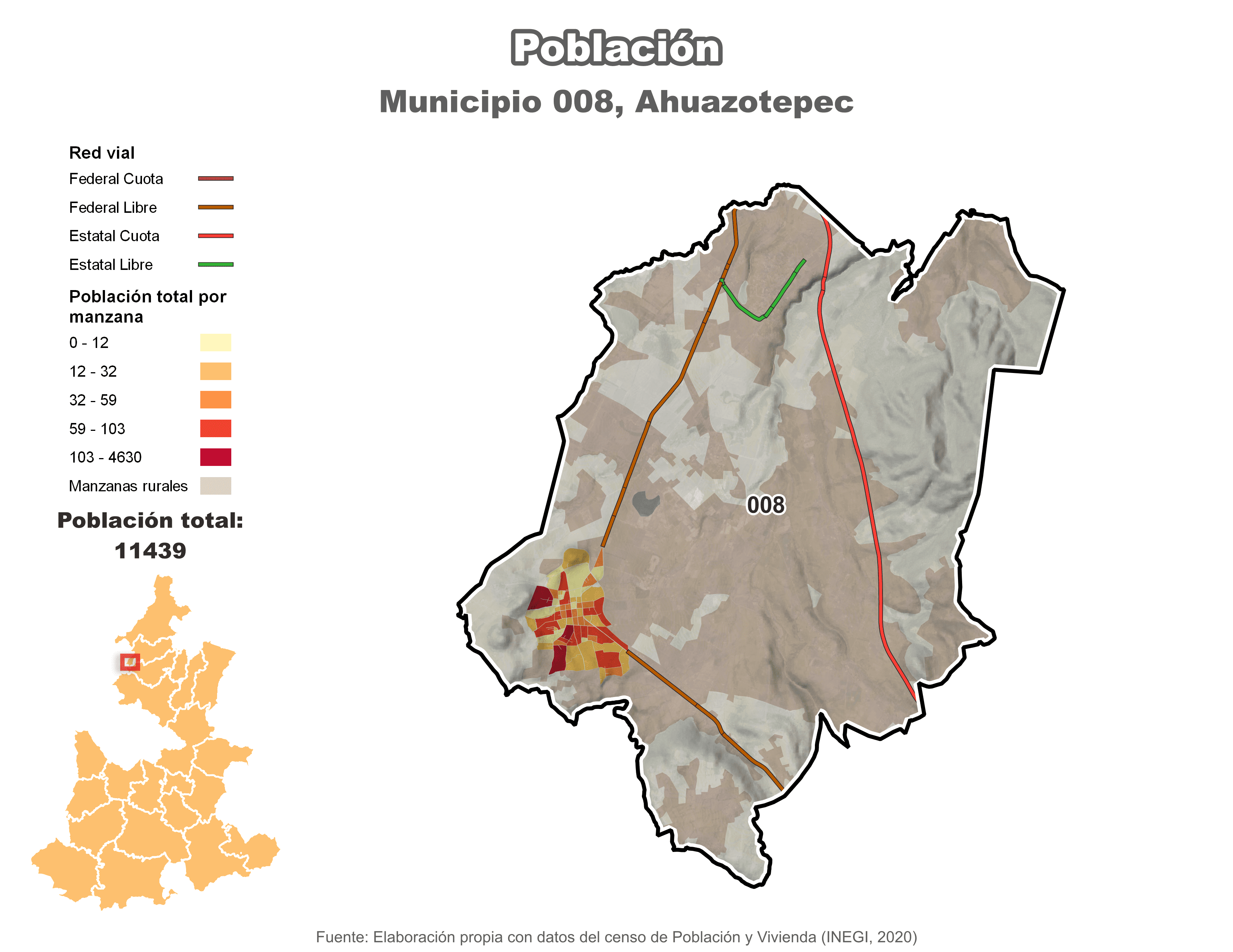 Biblioteca de Mapas - Población municipio de Ahuazotepec