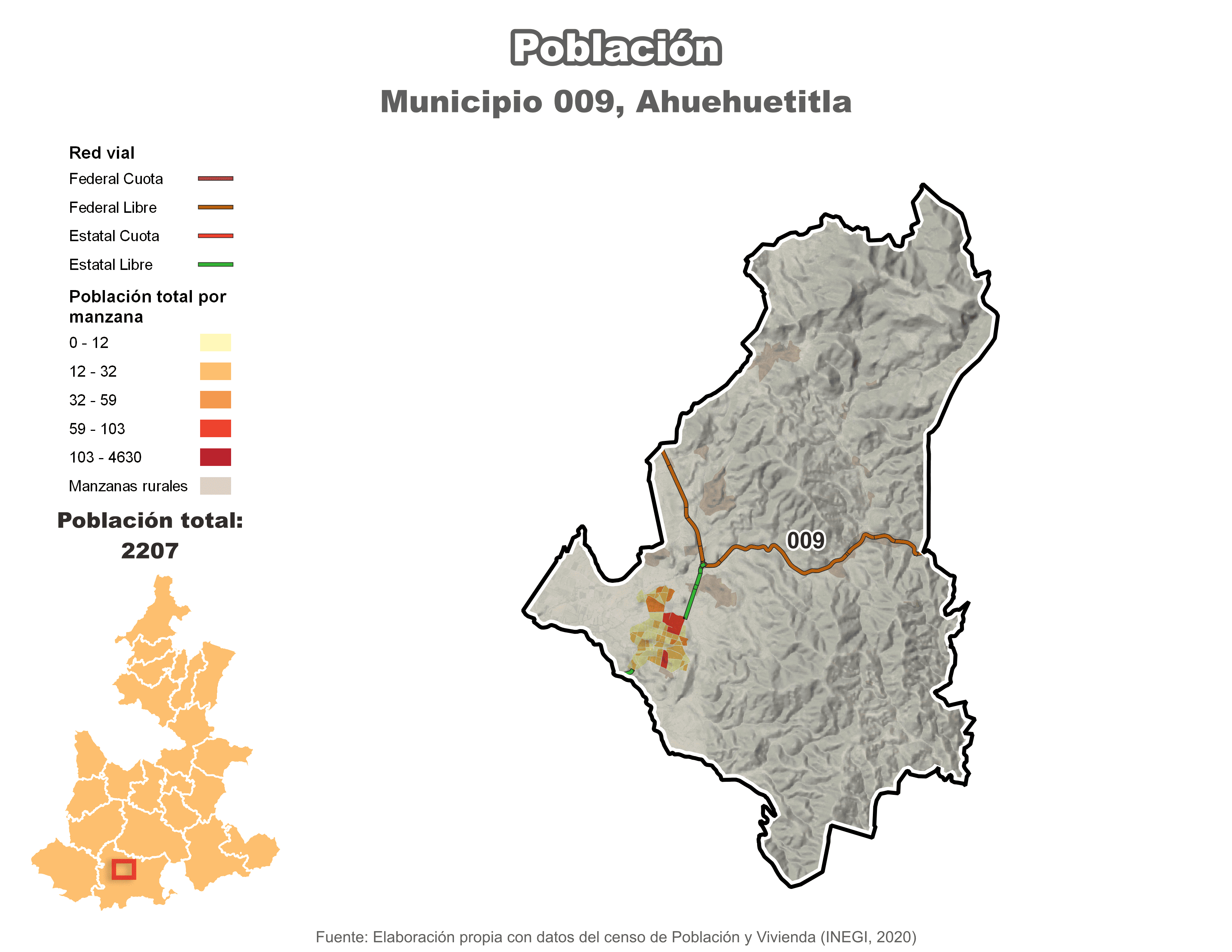 Biblioteca de Mapas - Población municipio de Ahuehuetitla