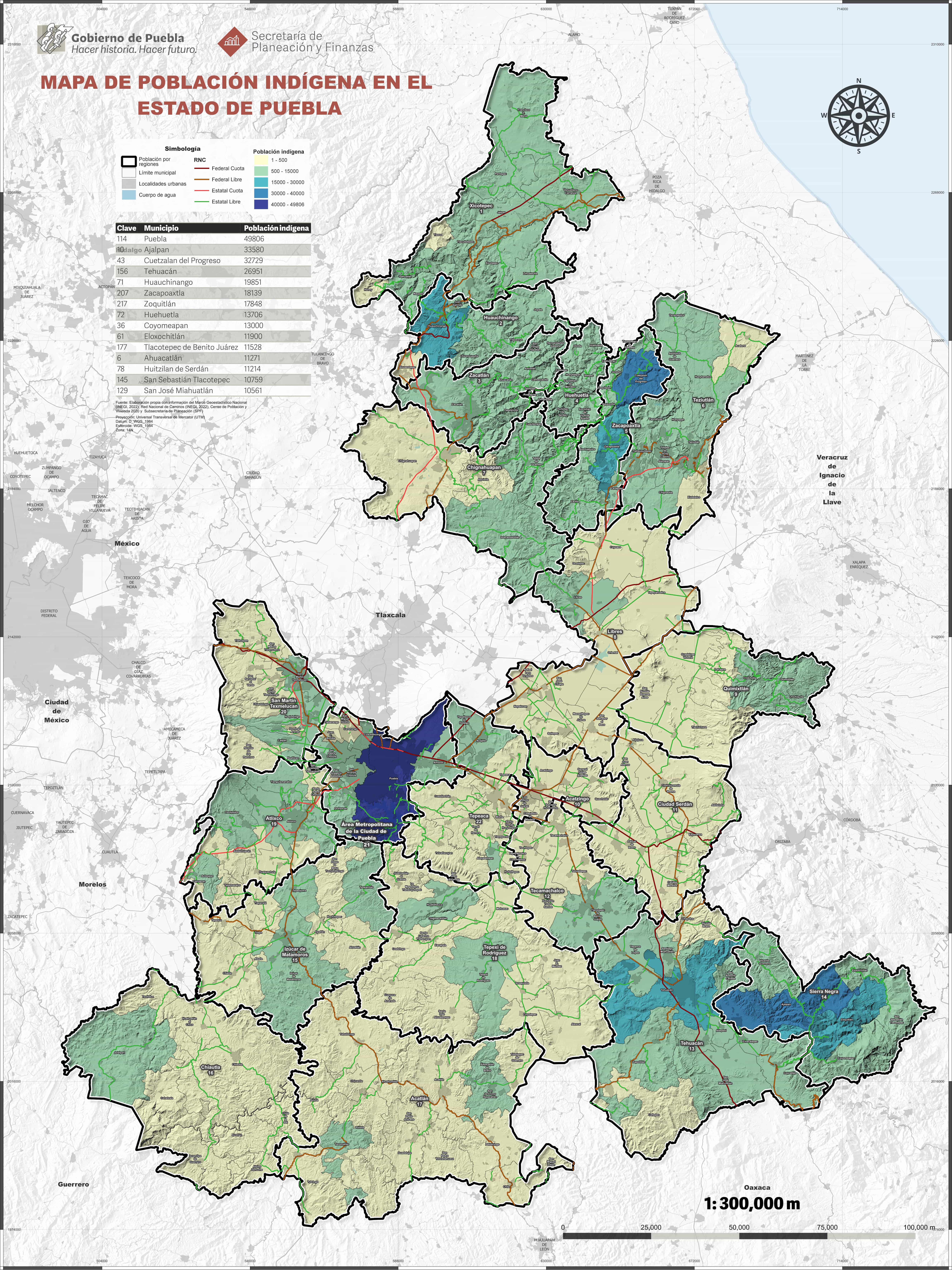 Biblioteca de Mapas - Población indígena del Estado de Puebla