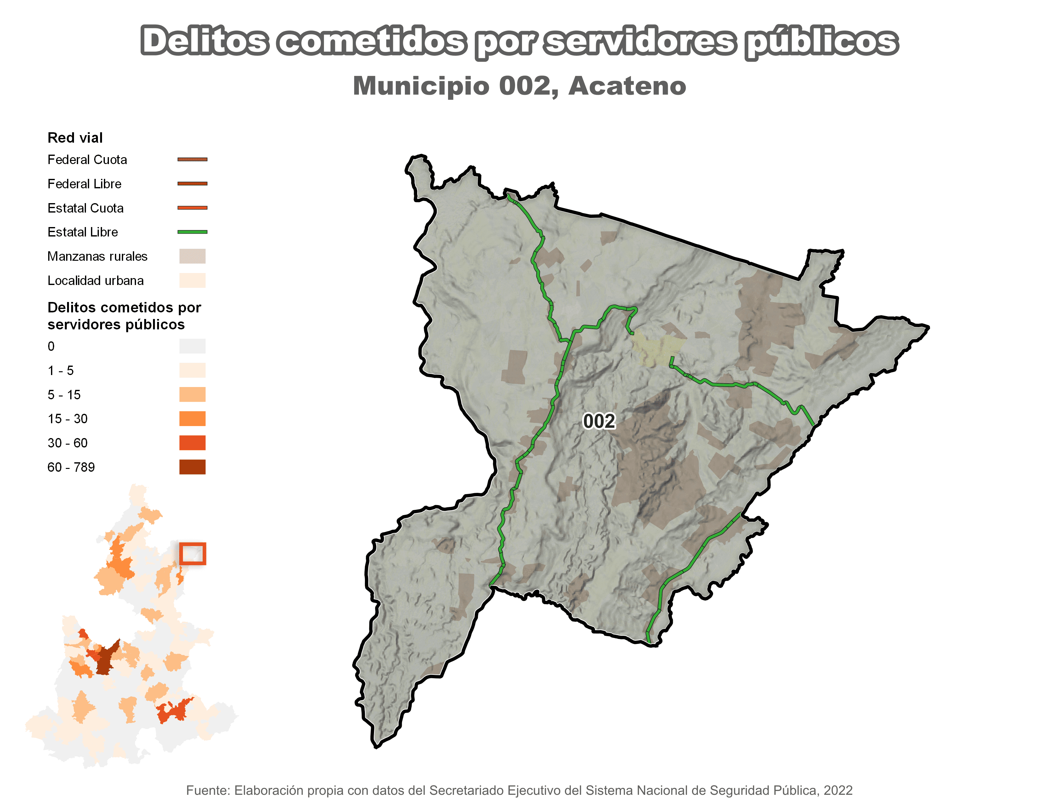 Biblioteca de Mapas - Delitos cometidos por servidores públicos en municipio de Acateno