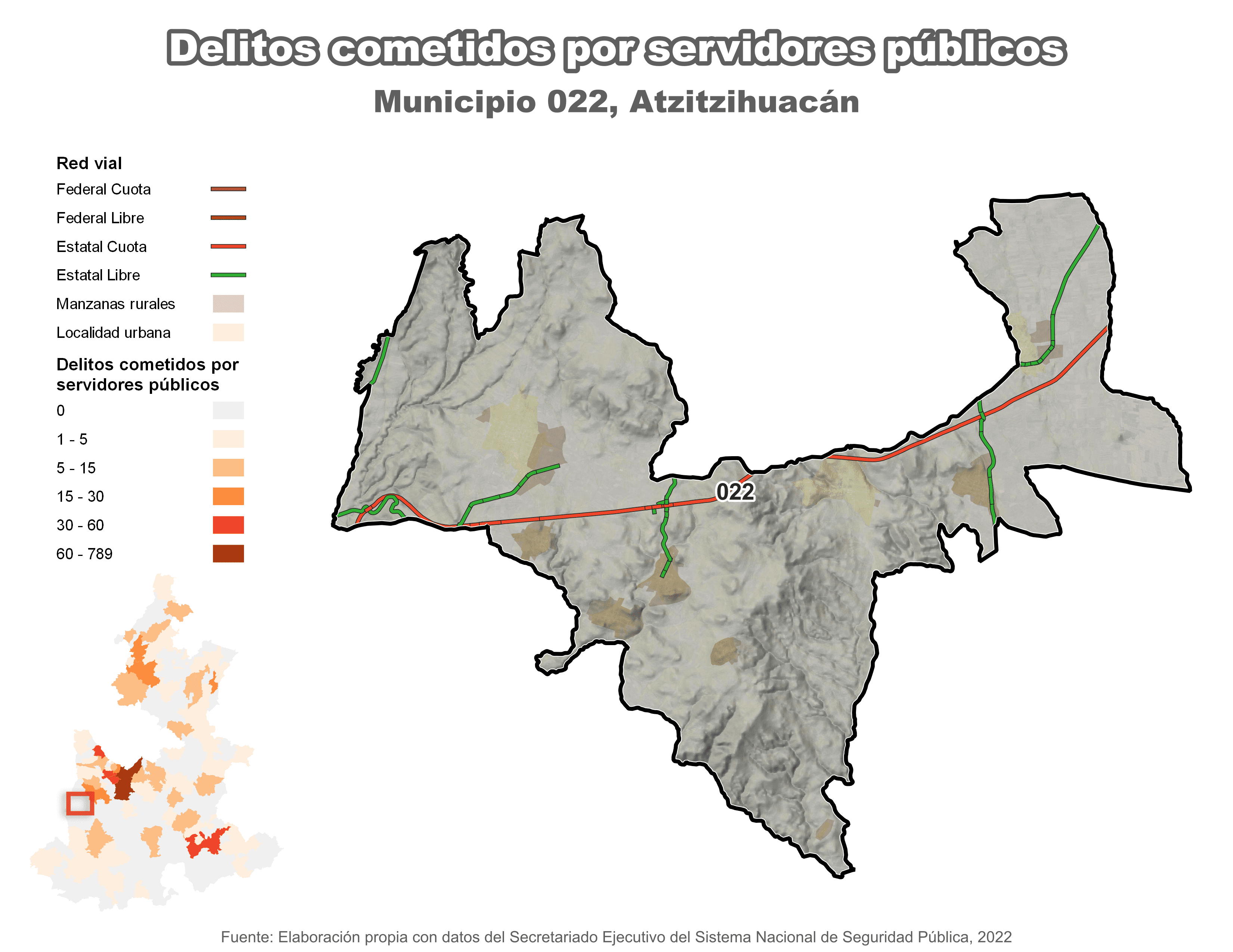 Biblioteca de Mapas - Delitos cometidos por servidores públicos en municipio de Atzitzihuacán