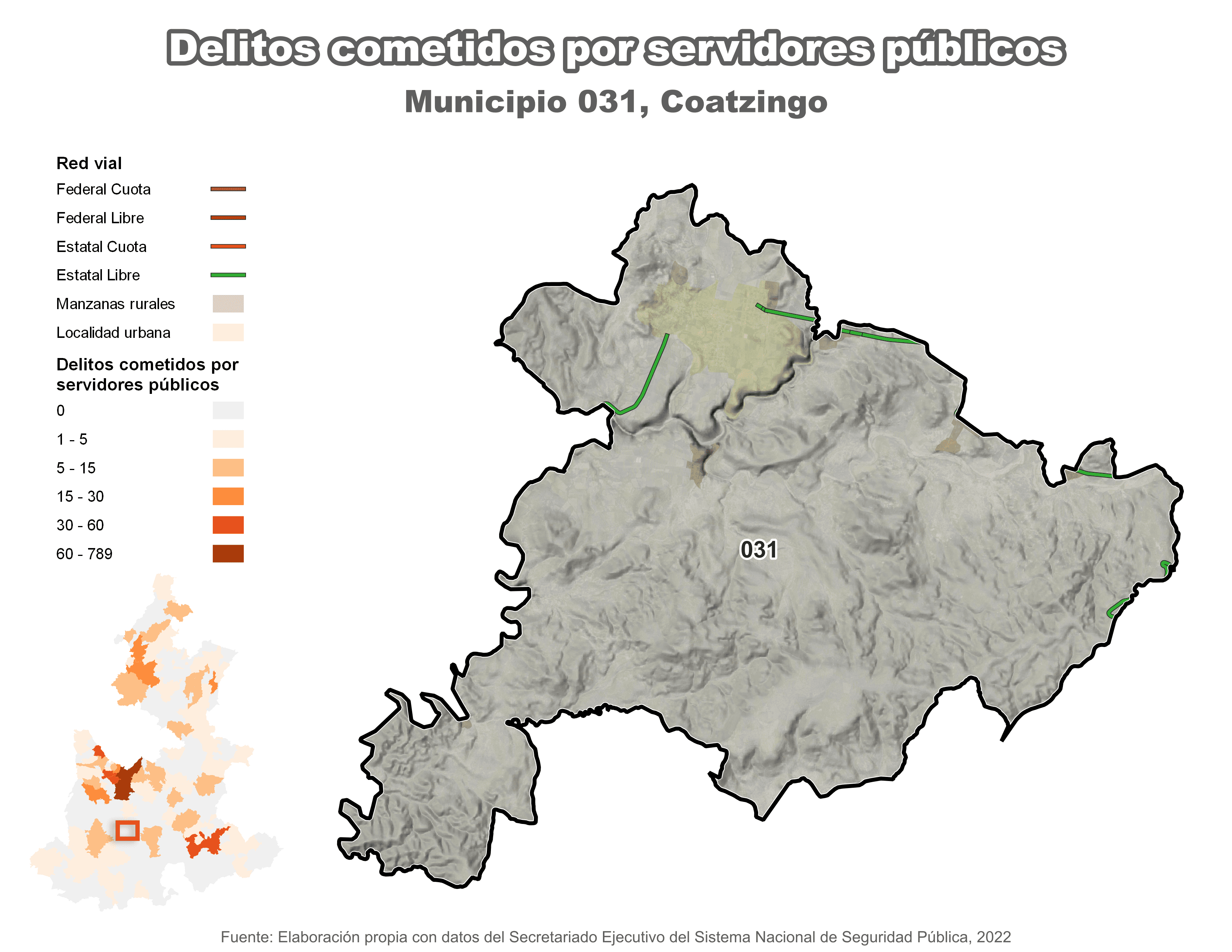 Biblioteca de Mapas - Delitos cometidos por servidores públicos en municipio de Coatzingo