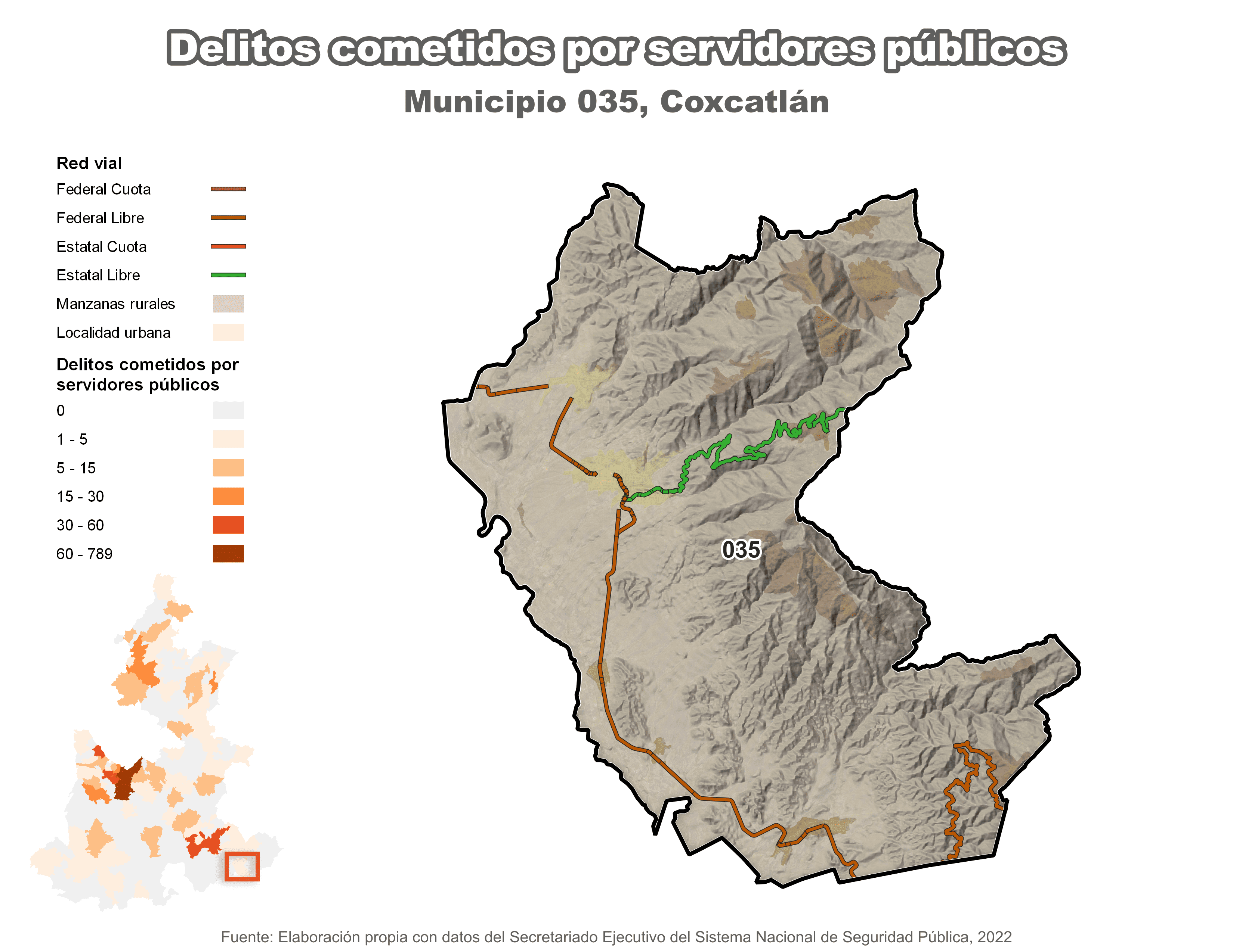 Biblioteca de Mapas - Delitos cometidos por servidores públicos en municipio de Coxcatlán