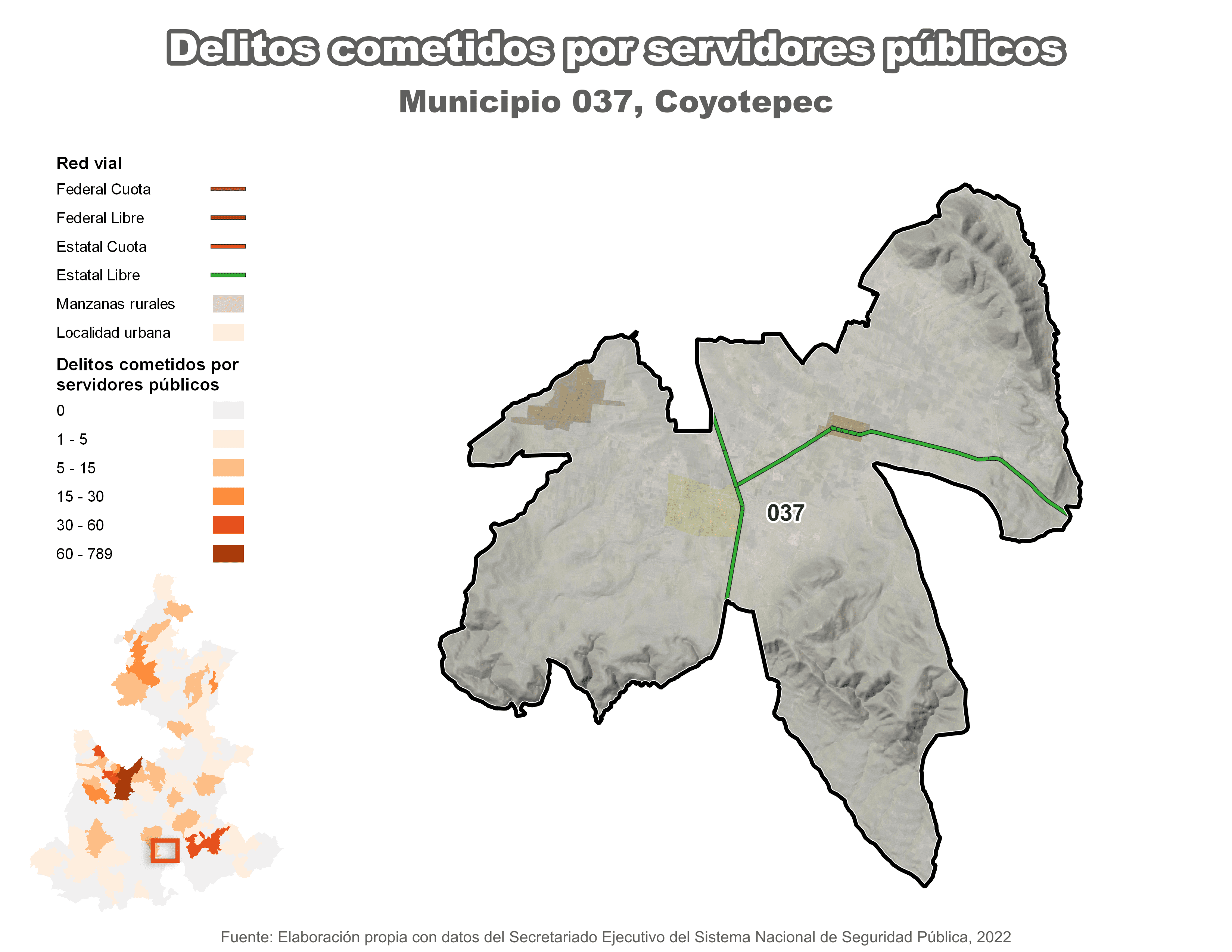 Biblioteca de Mapas - Delitos cometidos por servidores públicos en municipio de Coyotepec