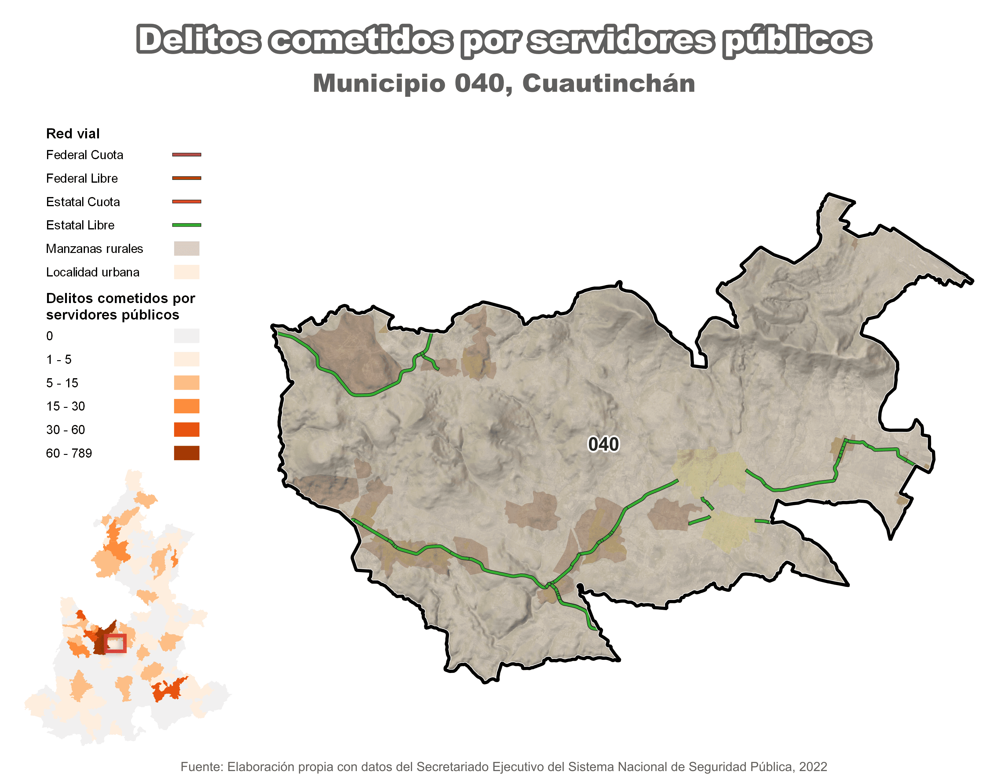 Biblioteca de Mapas - Delitos cometidos por servidores públicos en municipio de Cuautinchán