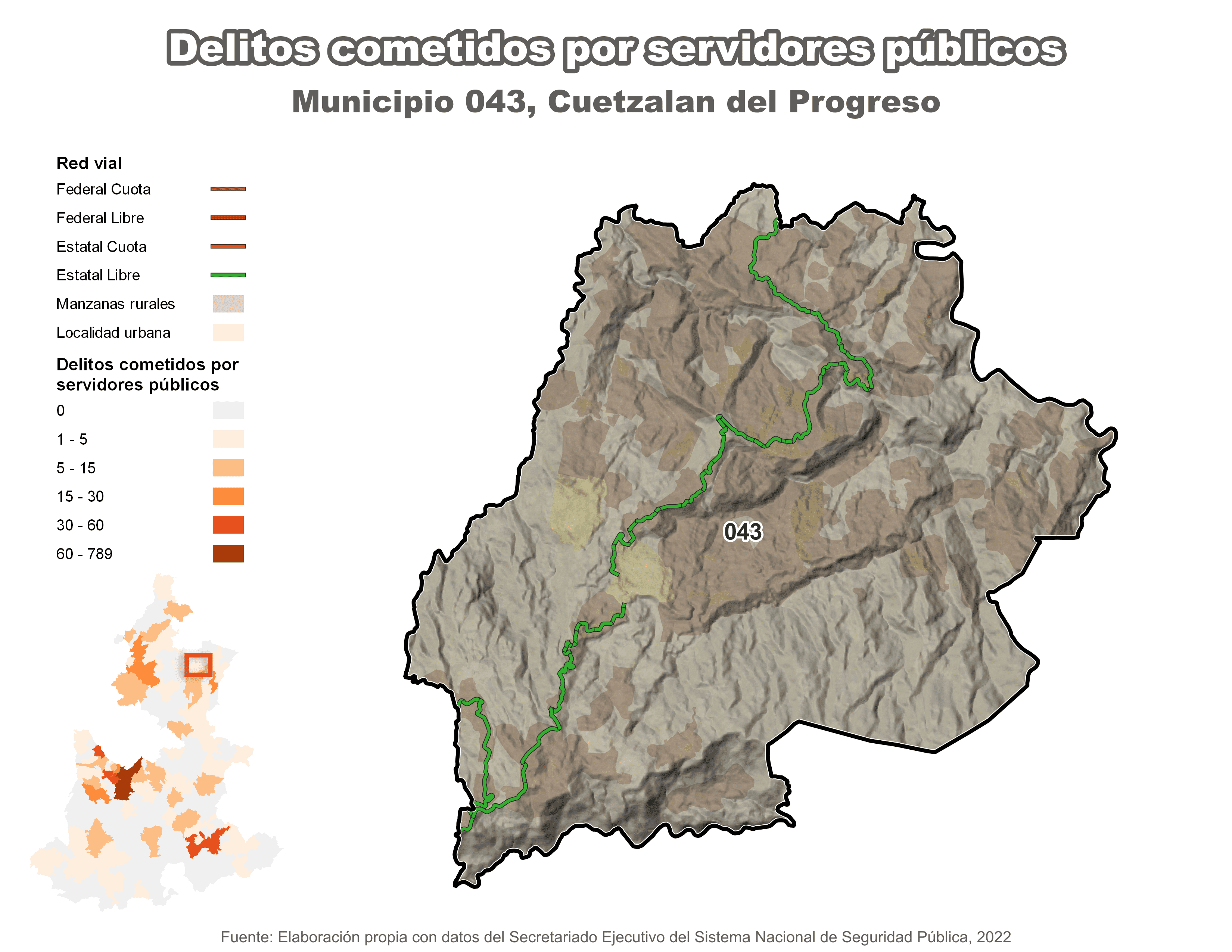 Biblioteca de Mapas - Delitos cometidos por servidores públicos en municipio de Cuetzalan del Progreso