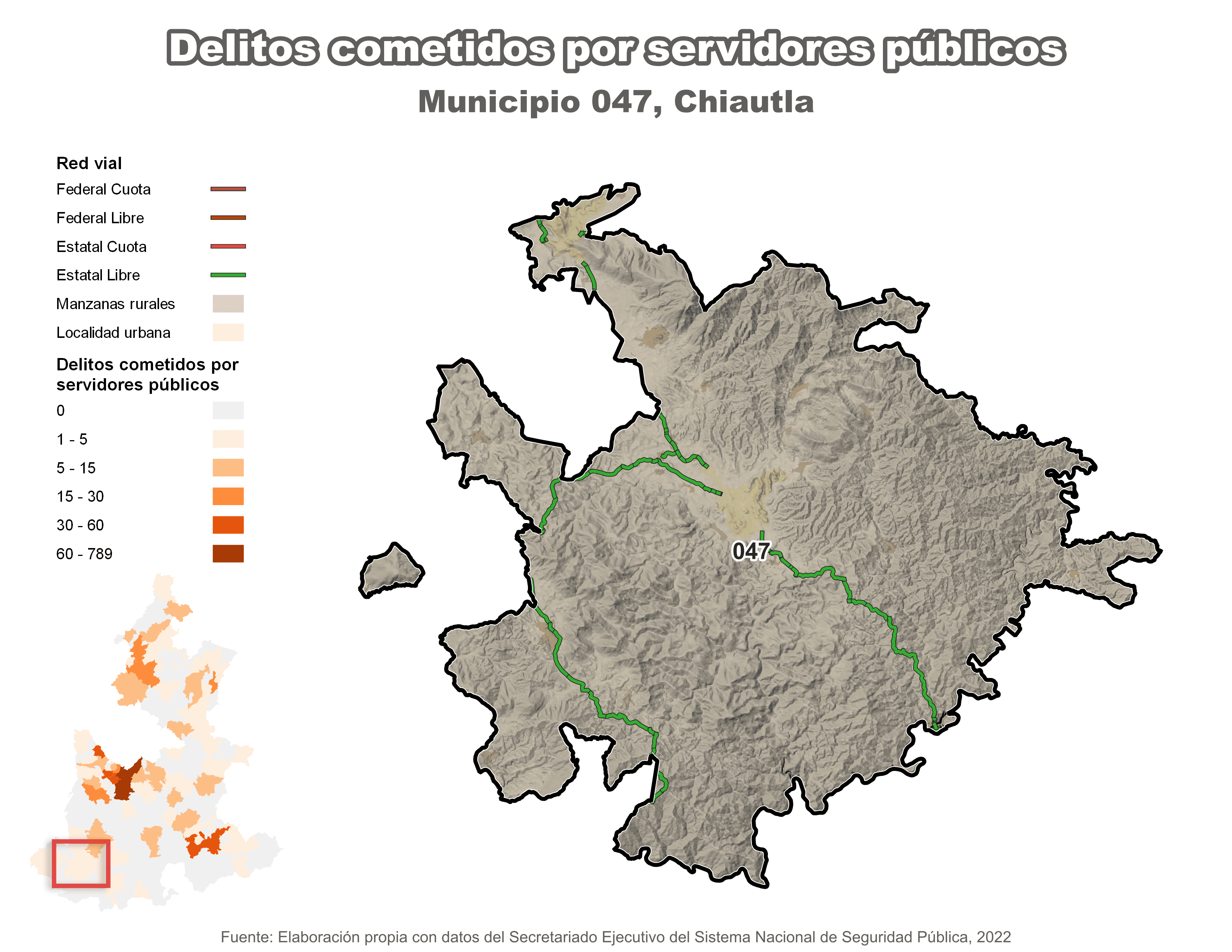 Biblioteca de Mapas - Delitos cometidos por servidores públicos en municipio de Chiautla