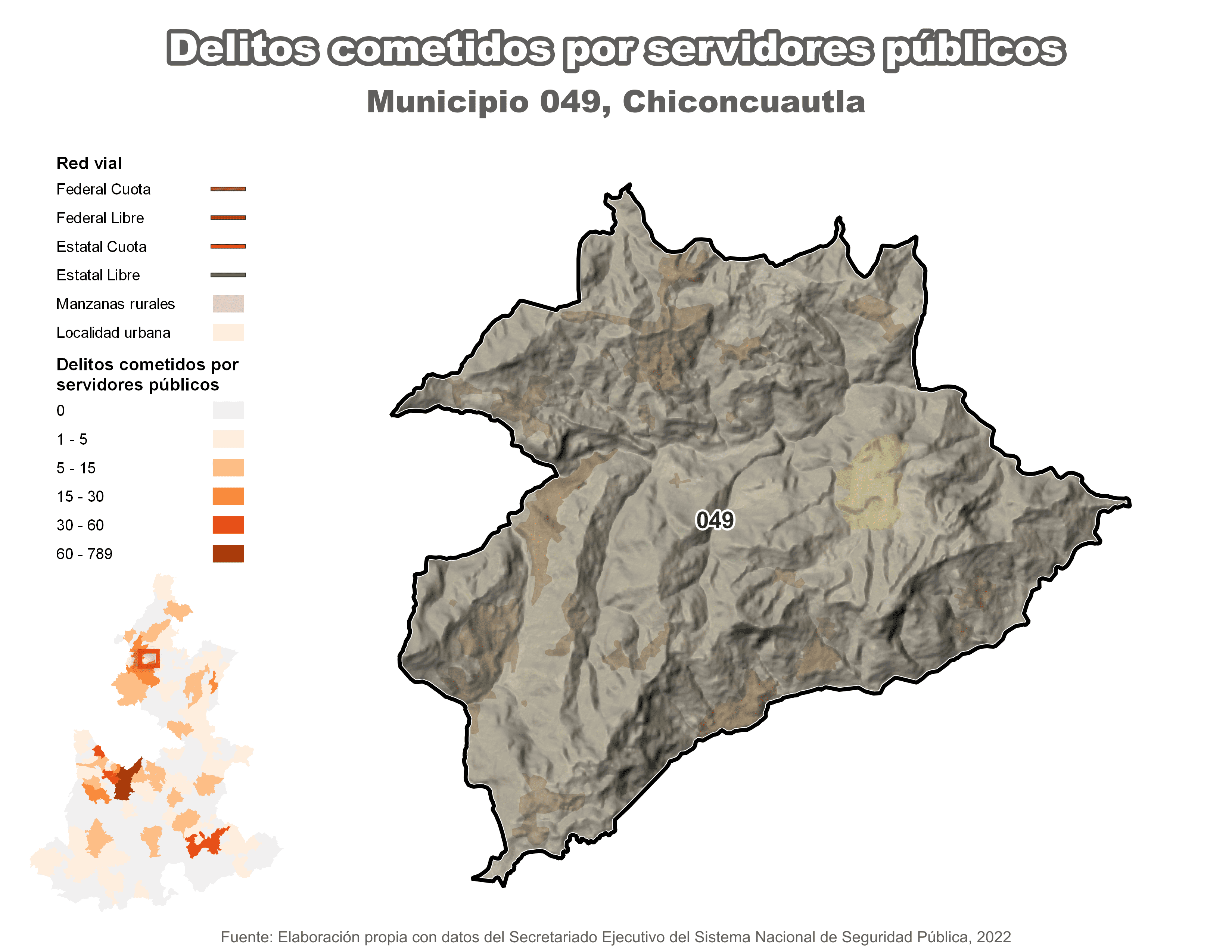 Biblioteca de Mapas - Delitos cometidos por servidores públicos en municipio de Chiconcuautla