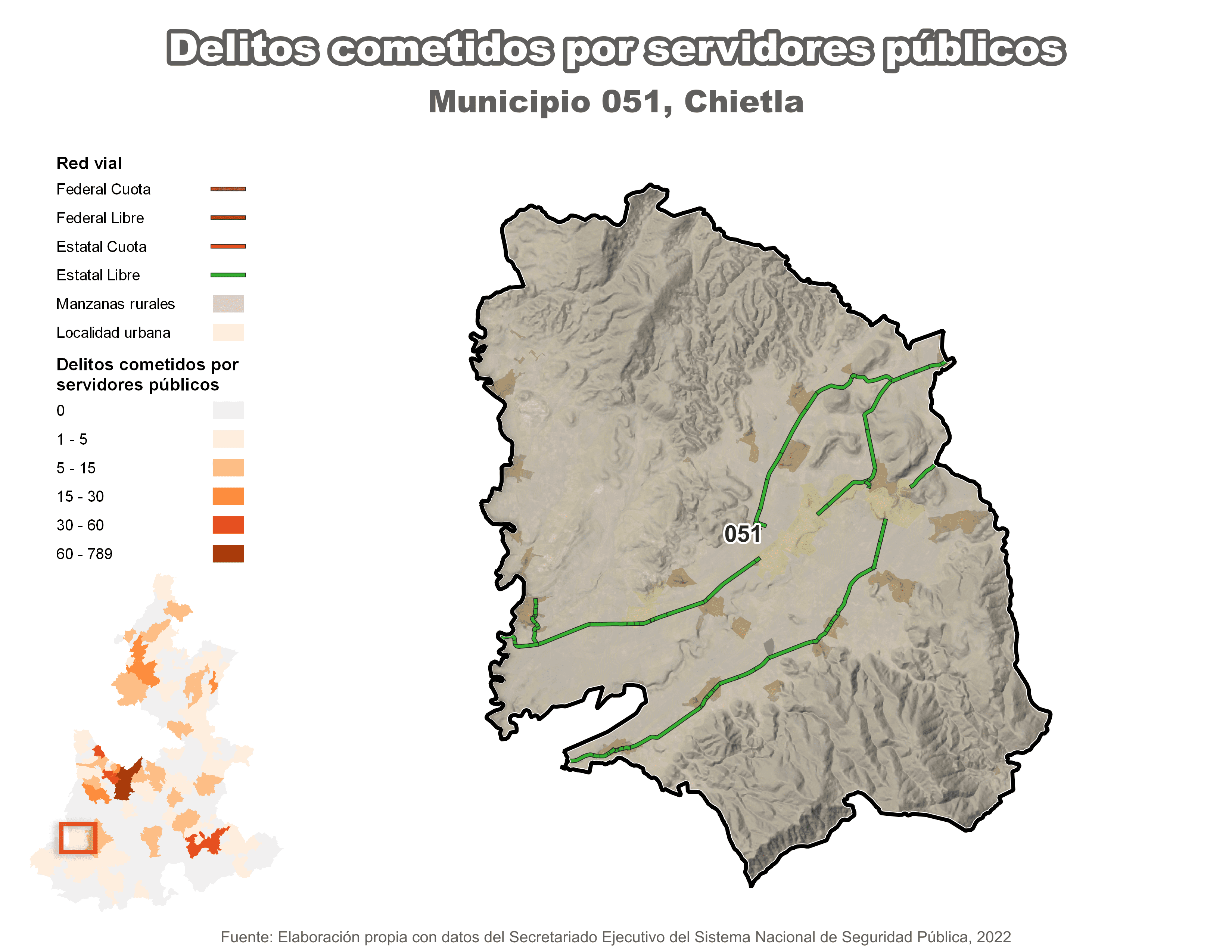 Biblioteca de Mapas - Delitos cometidos por servidores públicos en municipio de Chietla