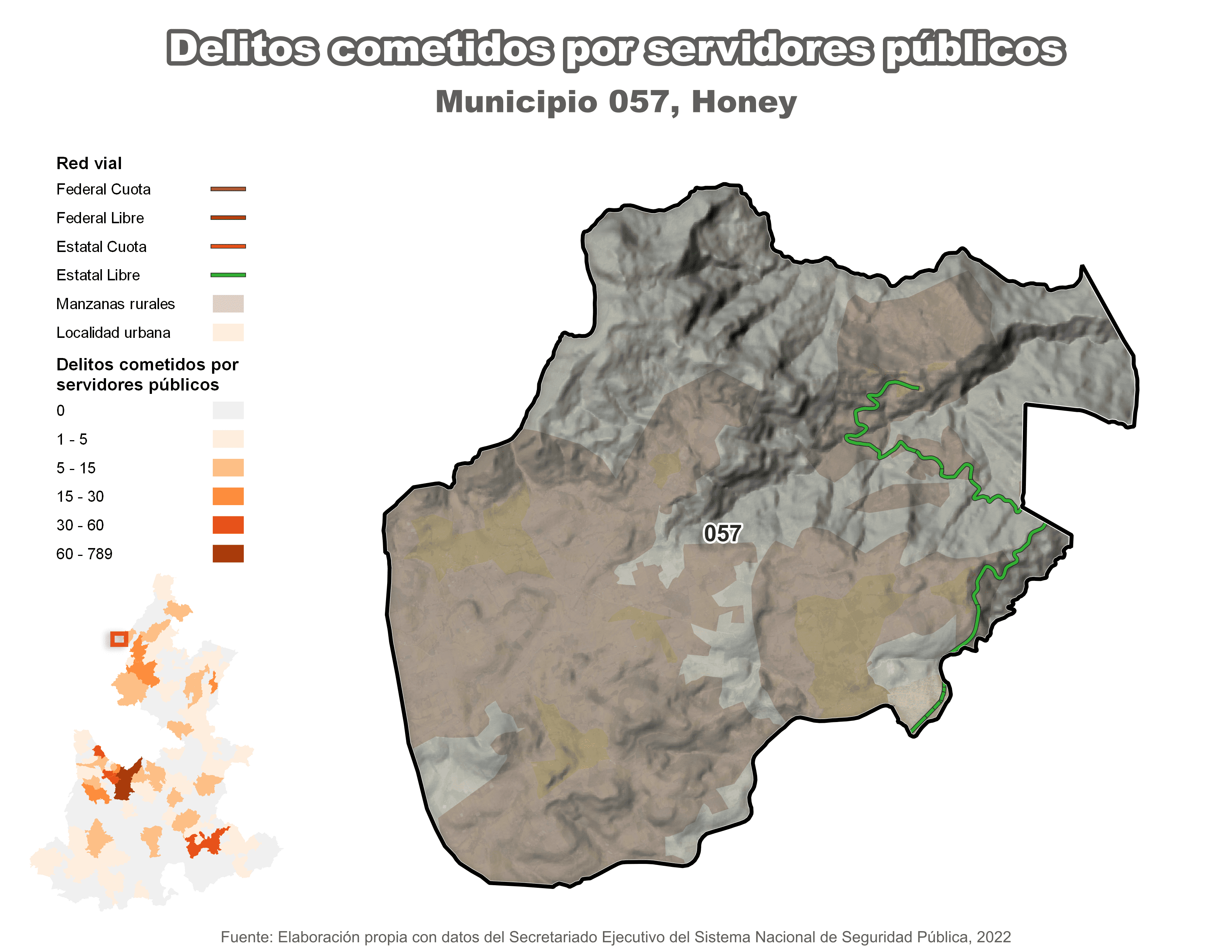 Biblioteca de Mapas - Delitos cometidos por servidores públicos en municipio de Honey