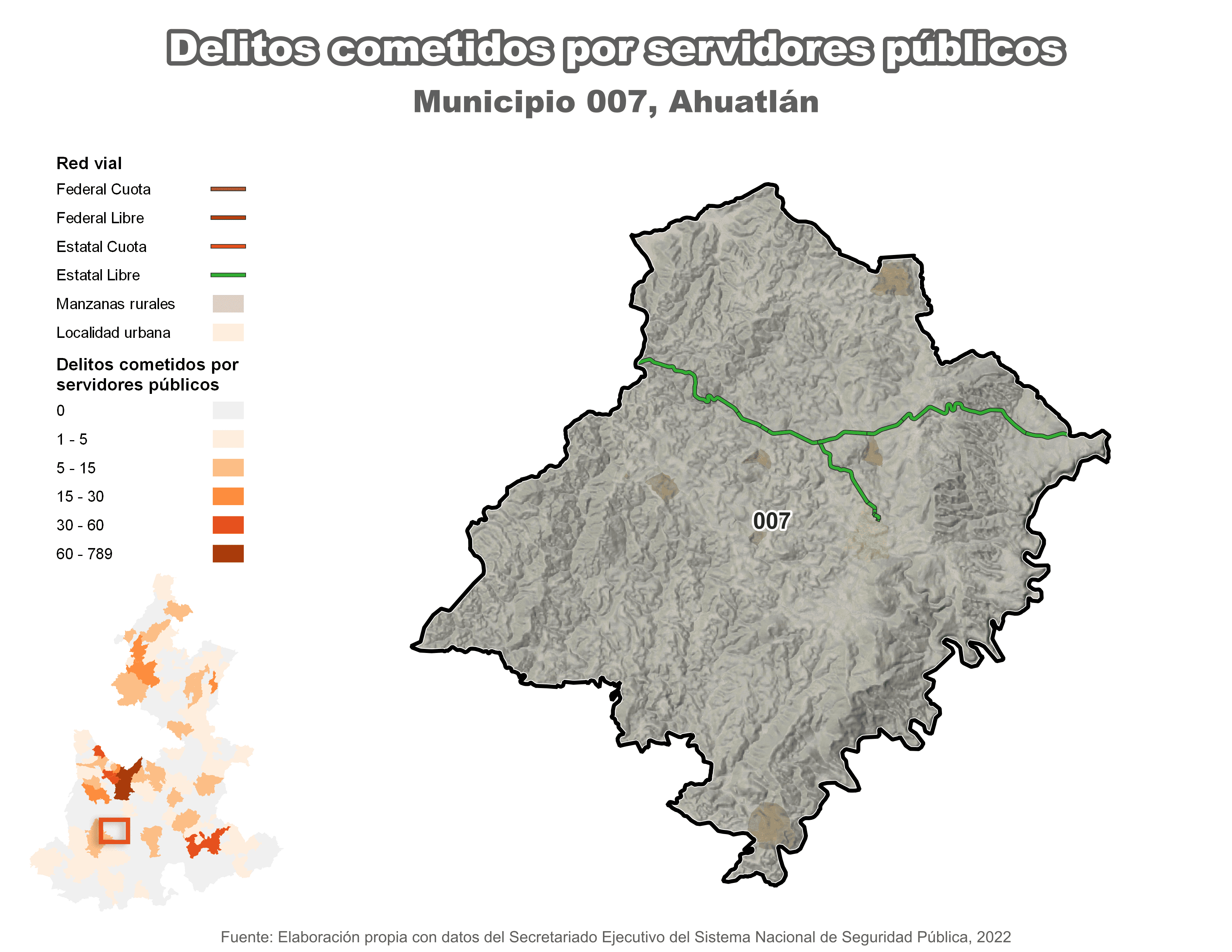 Biblioteca de Mapas - Delitos cometidos por servidores públicos en municipio de Ahuatlán