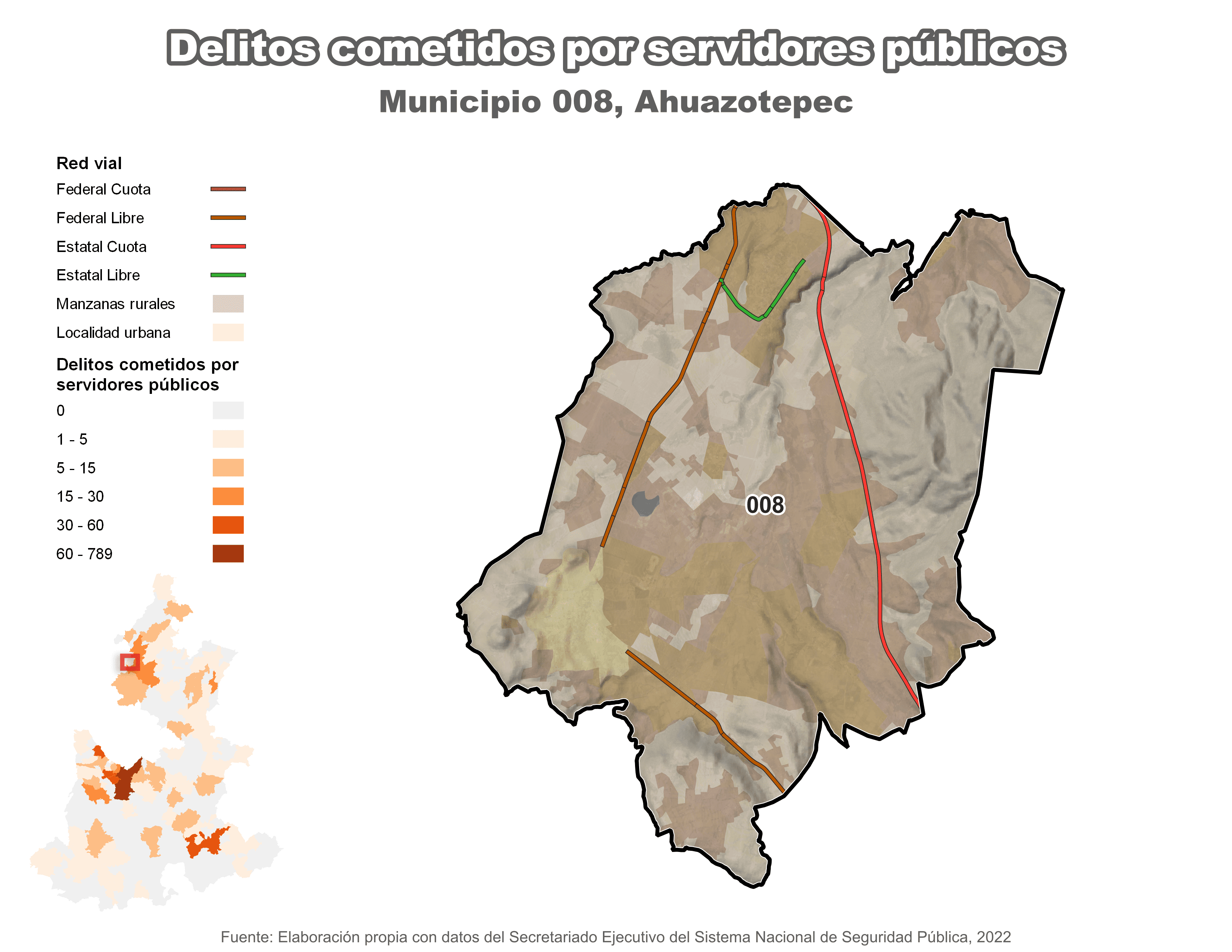 Biblioteca de Mapas - Delitos cometidos por servidores públicos en municipio de Ahuazotepec