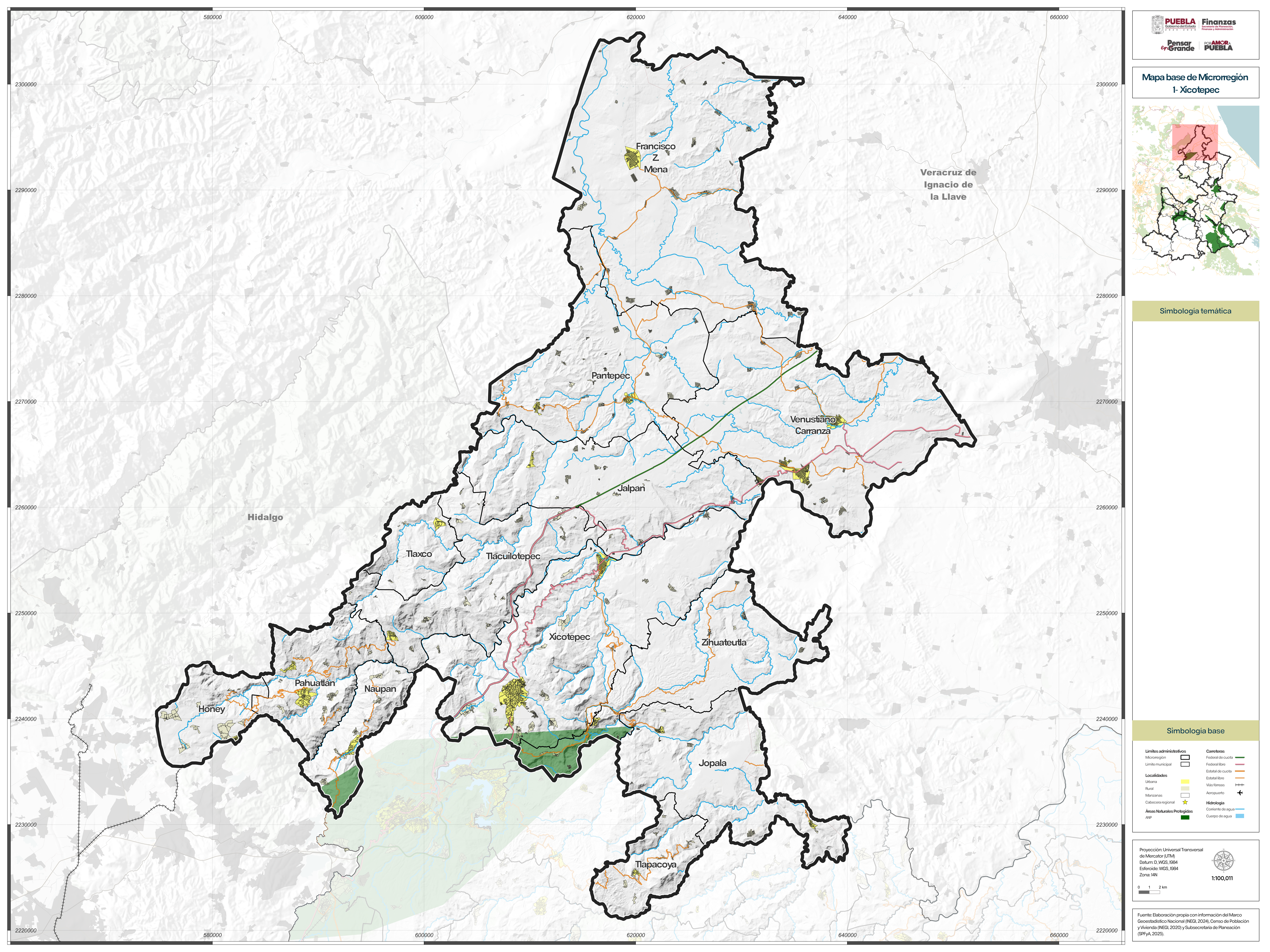 Biblioteca de Mapas - Mapa base de la microrregión 1-Xicotepec