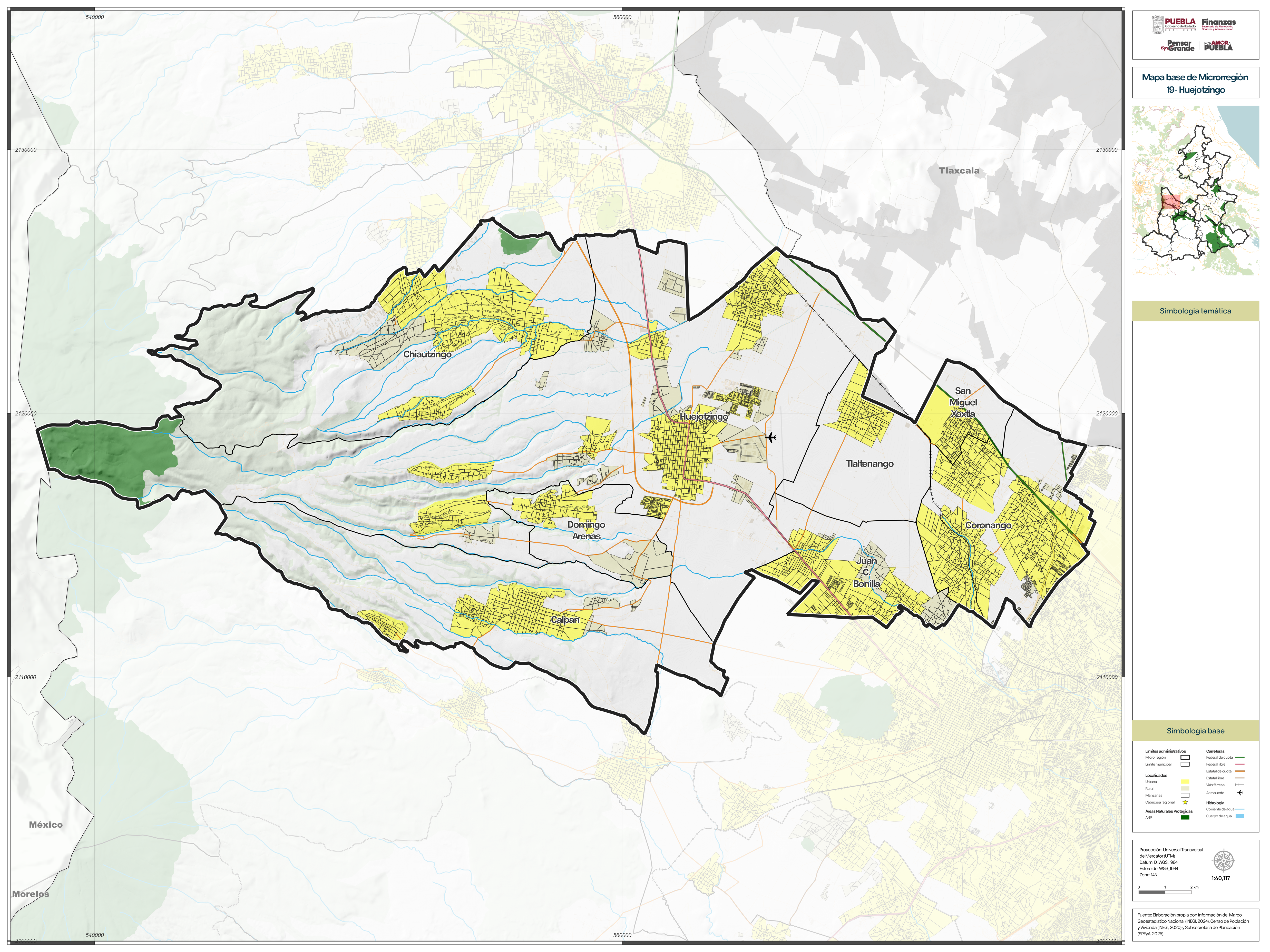 Biblioteca de Mapas - Mapa base de la microrregión 19  - Huejotzingo