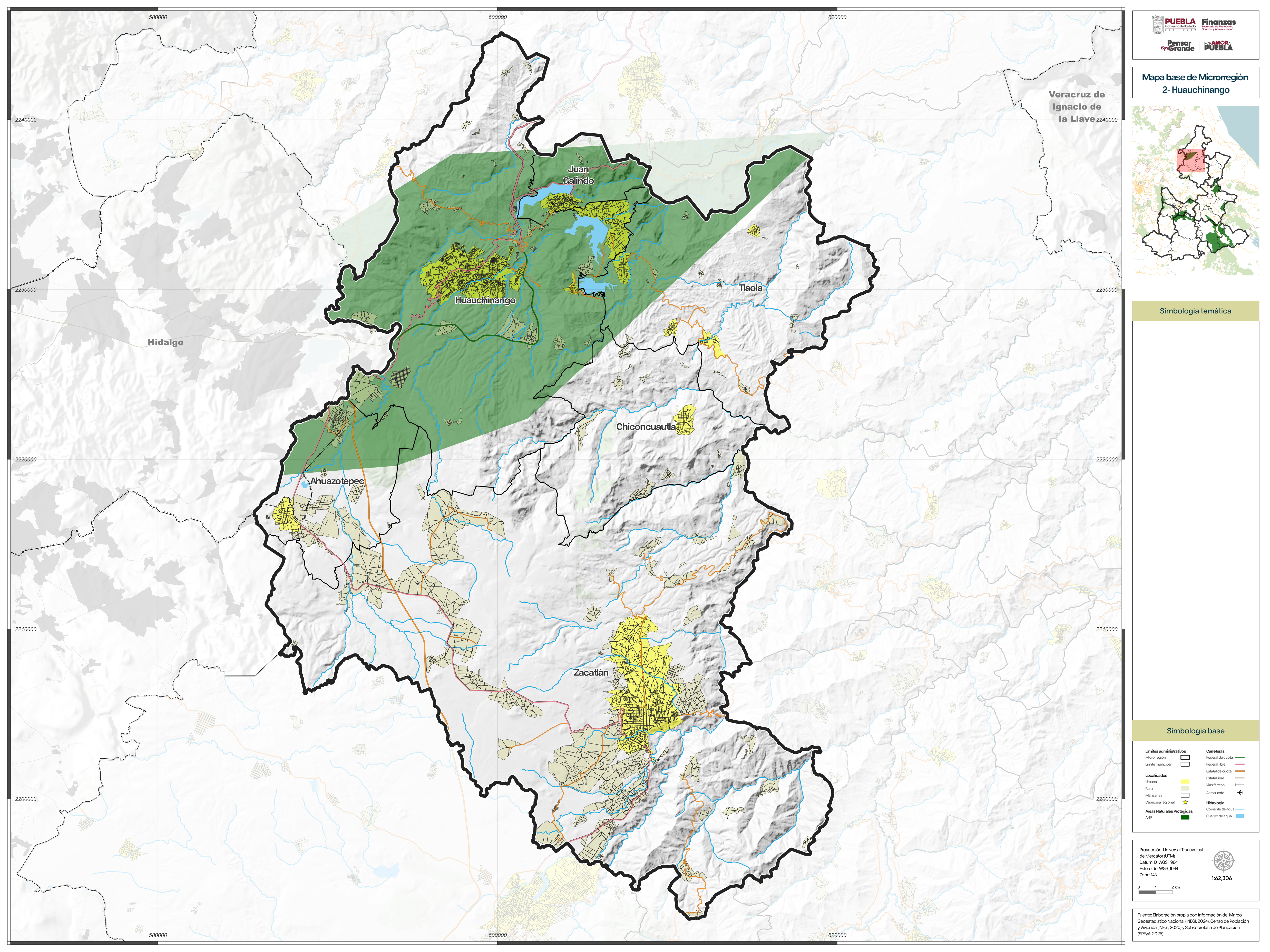 Biblioteca de Mapas - Mapa base de la microrregión 2 - Huauchinango