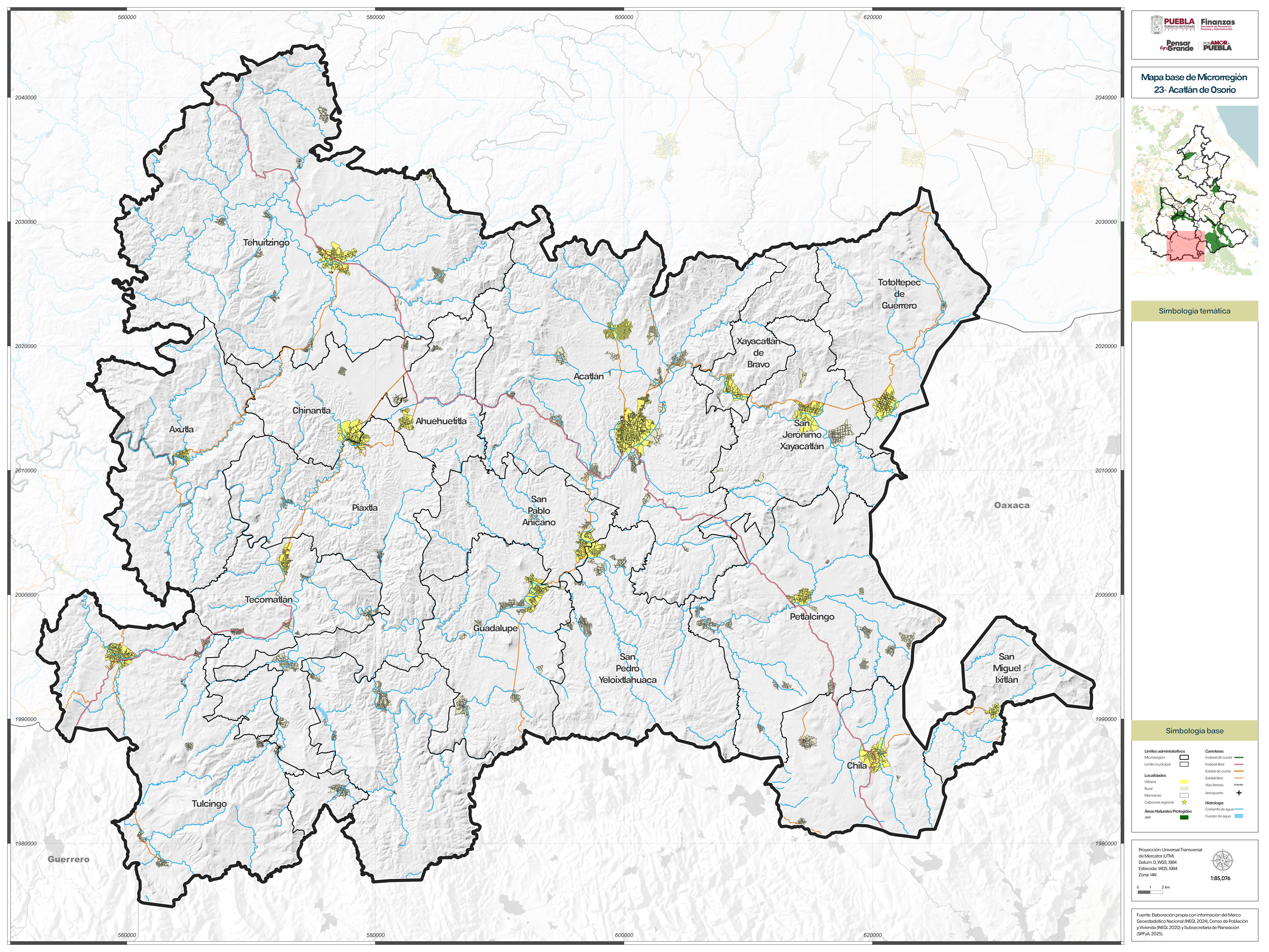 Biblioteca de Mapas - Mapa base de la microrregión 23  - Acatlán
