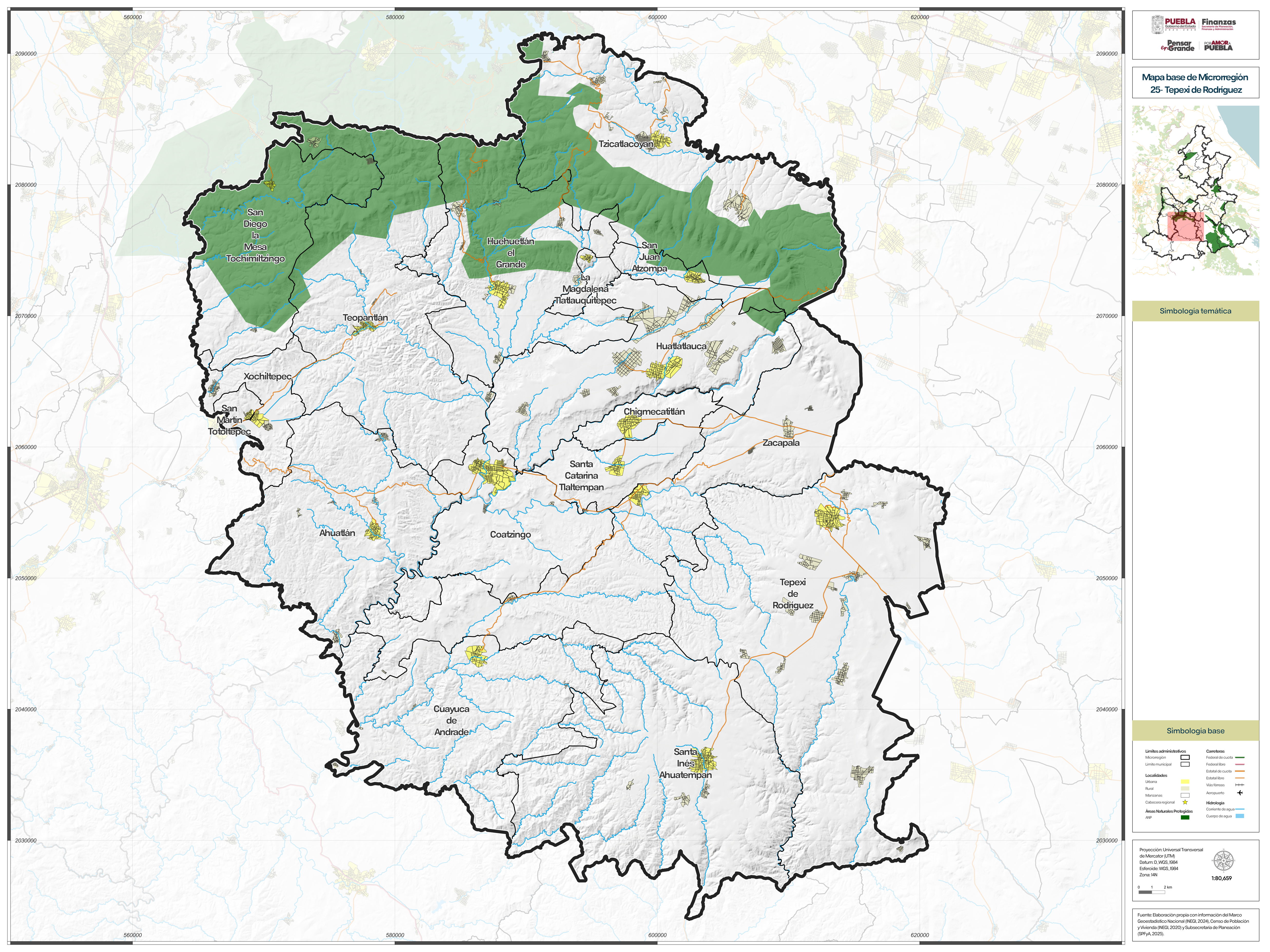 Biblioteca de Mapas - Mapa base de la microrregión 25  - Tepexi de Rodríguez