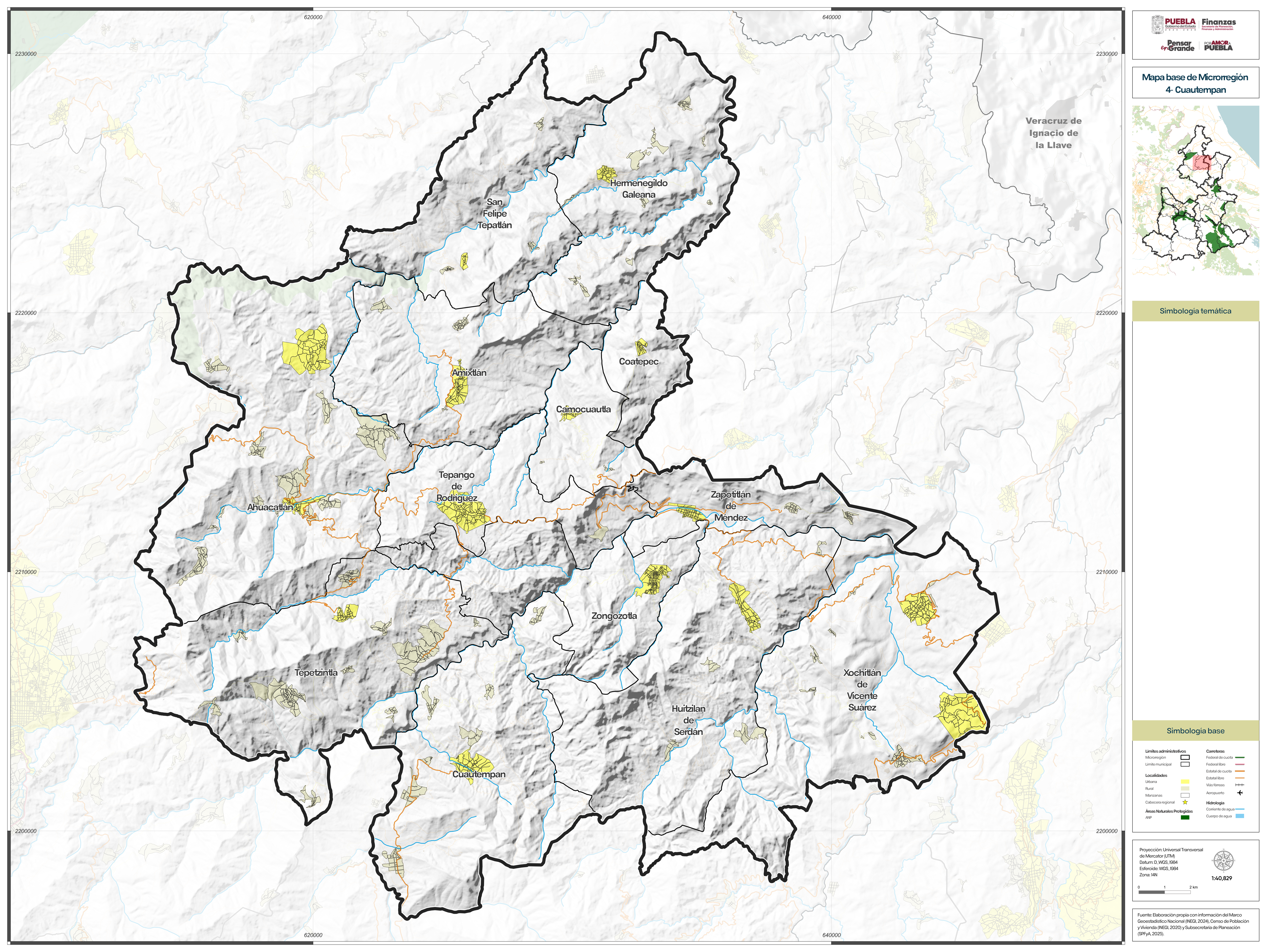 Biblioteca de Mapas - Mapa base de la microrregión 4  - Huitzilán de Serdán