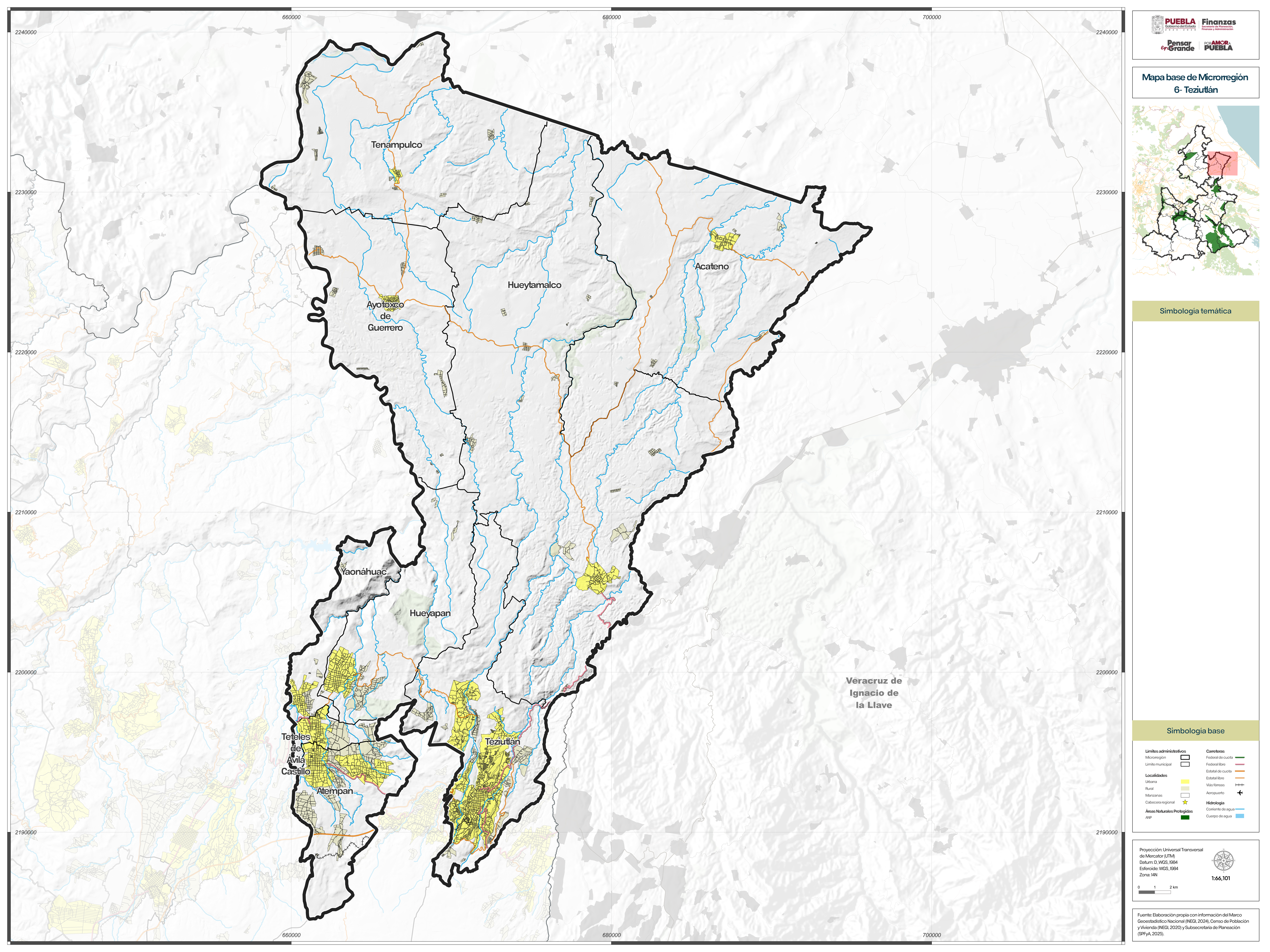 Biblioteca de Mapas - Mapa base de la microrregión 6  - Teziutlán