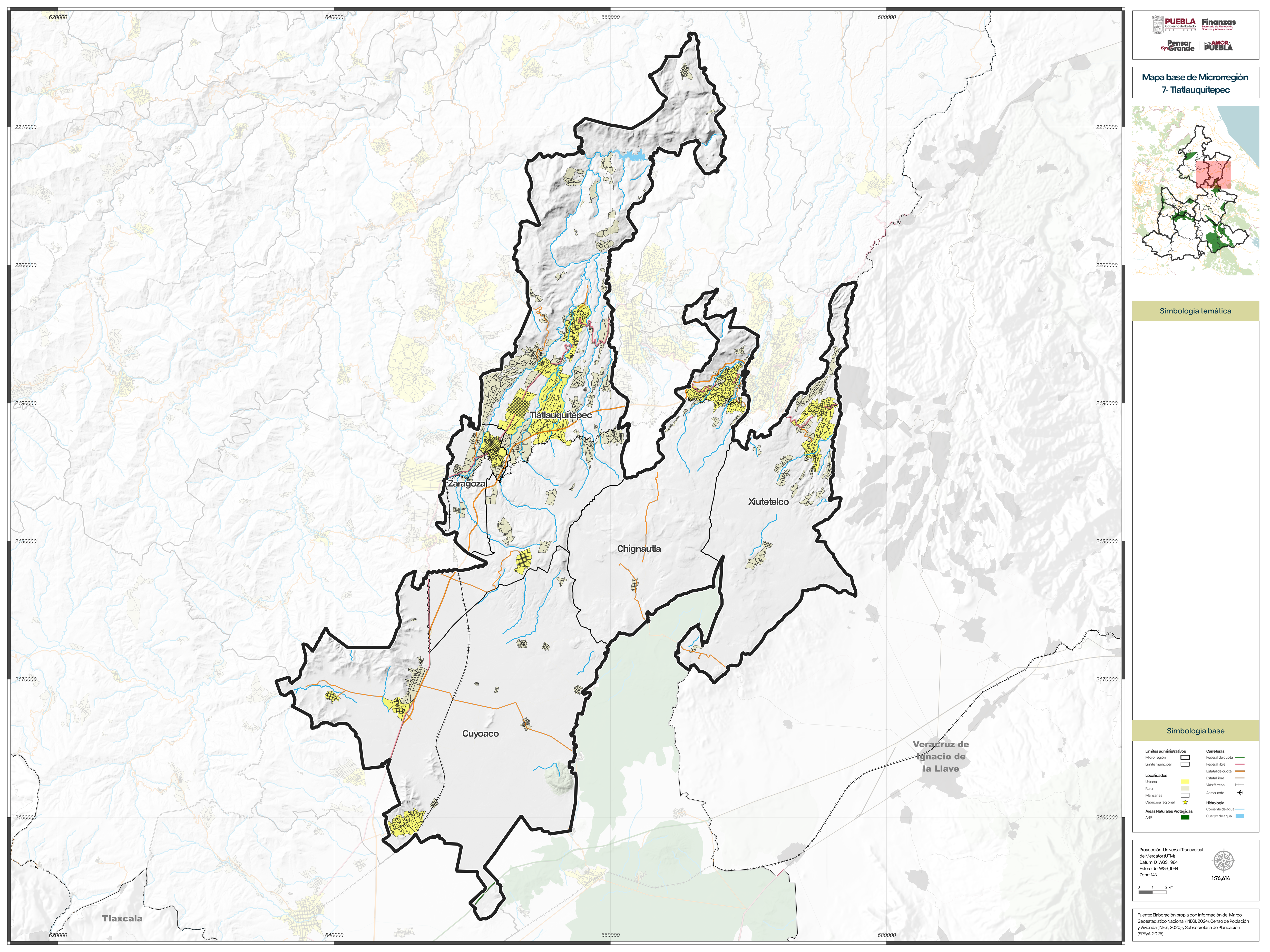 Biblioteca de Mapas - Mapa base de la microrregión 7  - Tlatlauquitepec