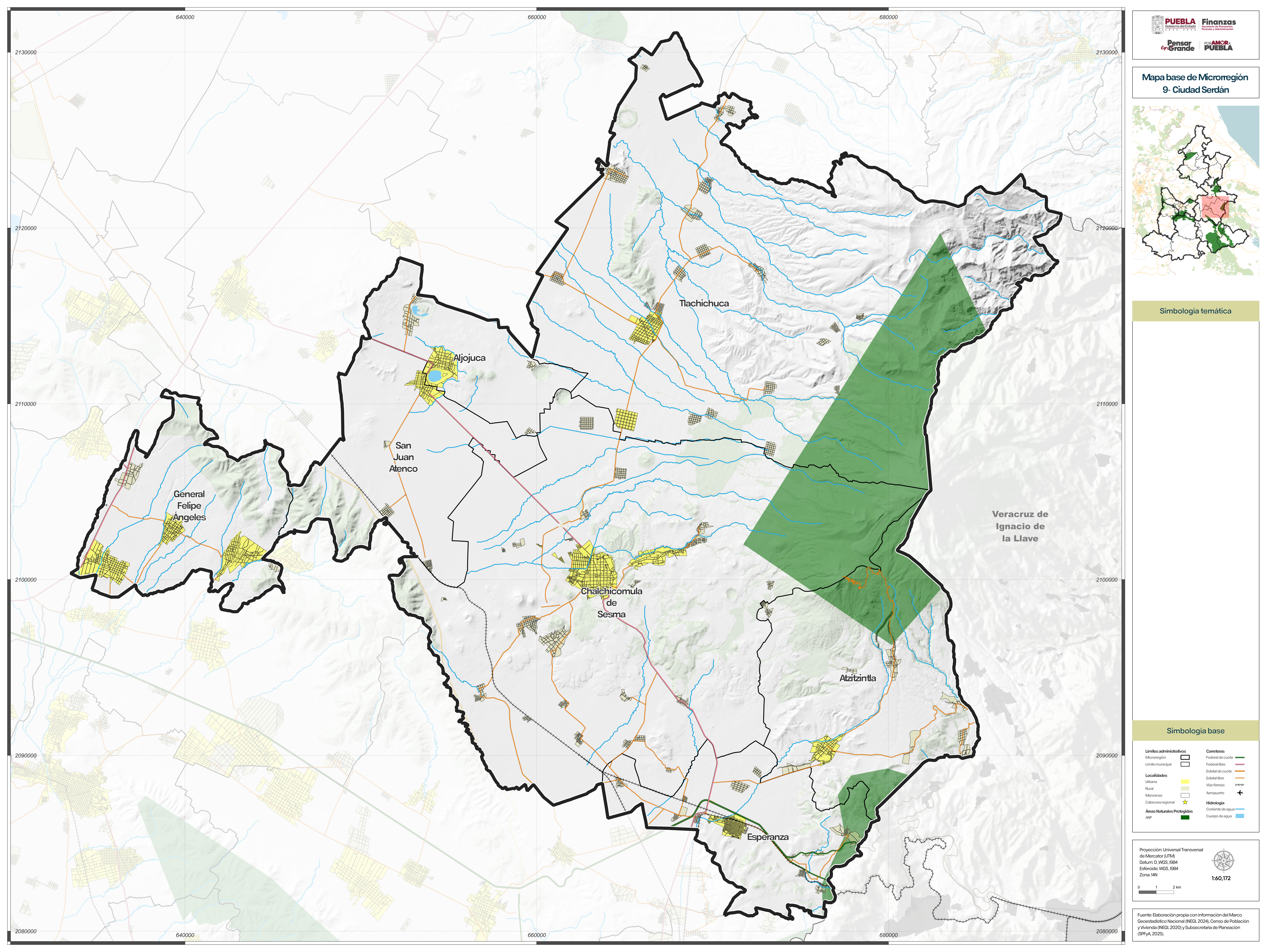 Biblioteca de Mapas - Mapa base de la microrregión 9  - Ciudad Serdán