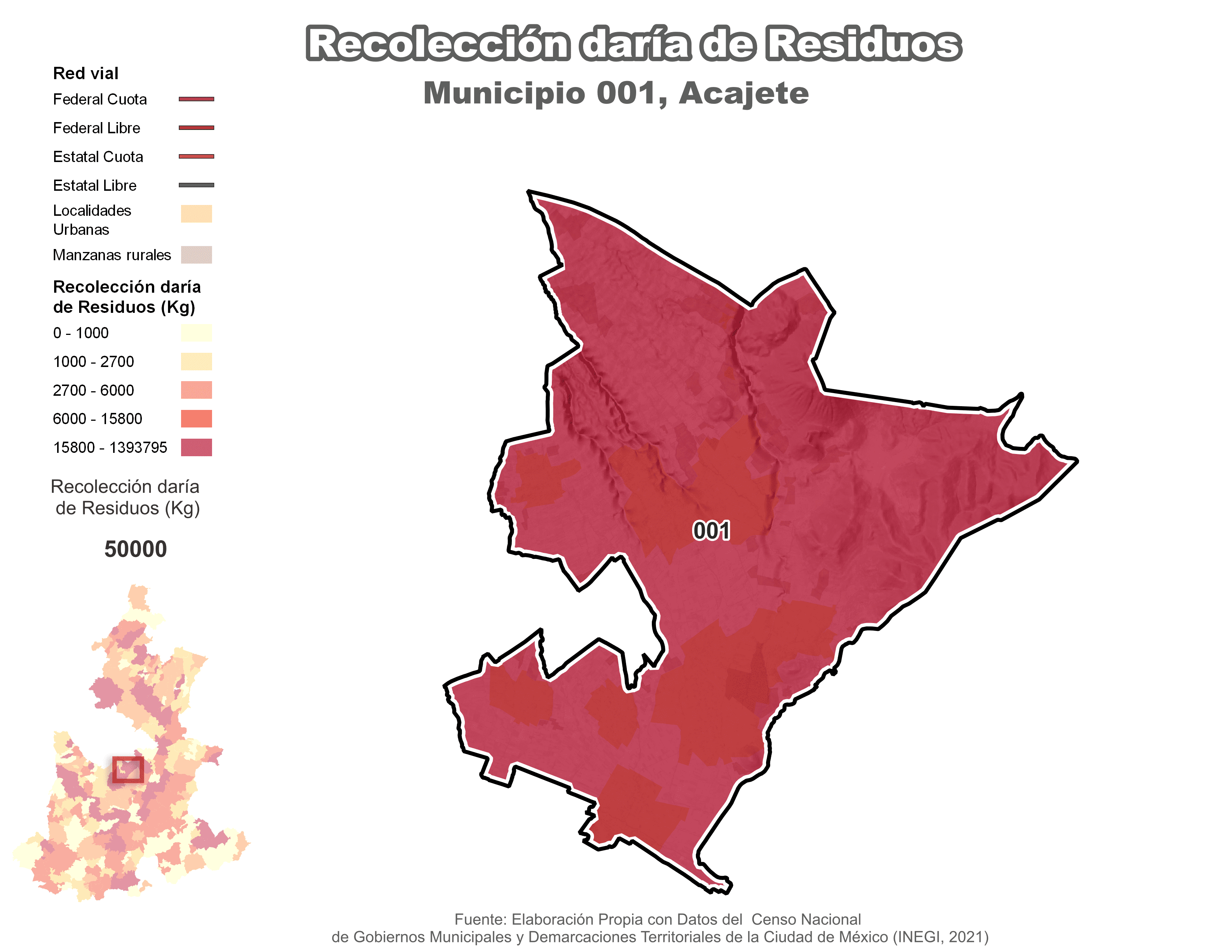 Biblioteca de Mapas - Recolección de residuos en municipio de Acajete