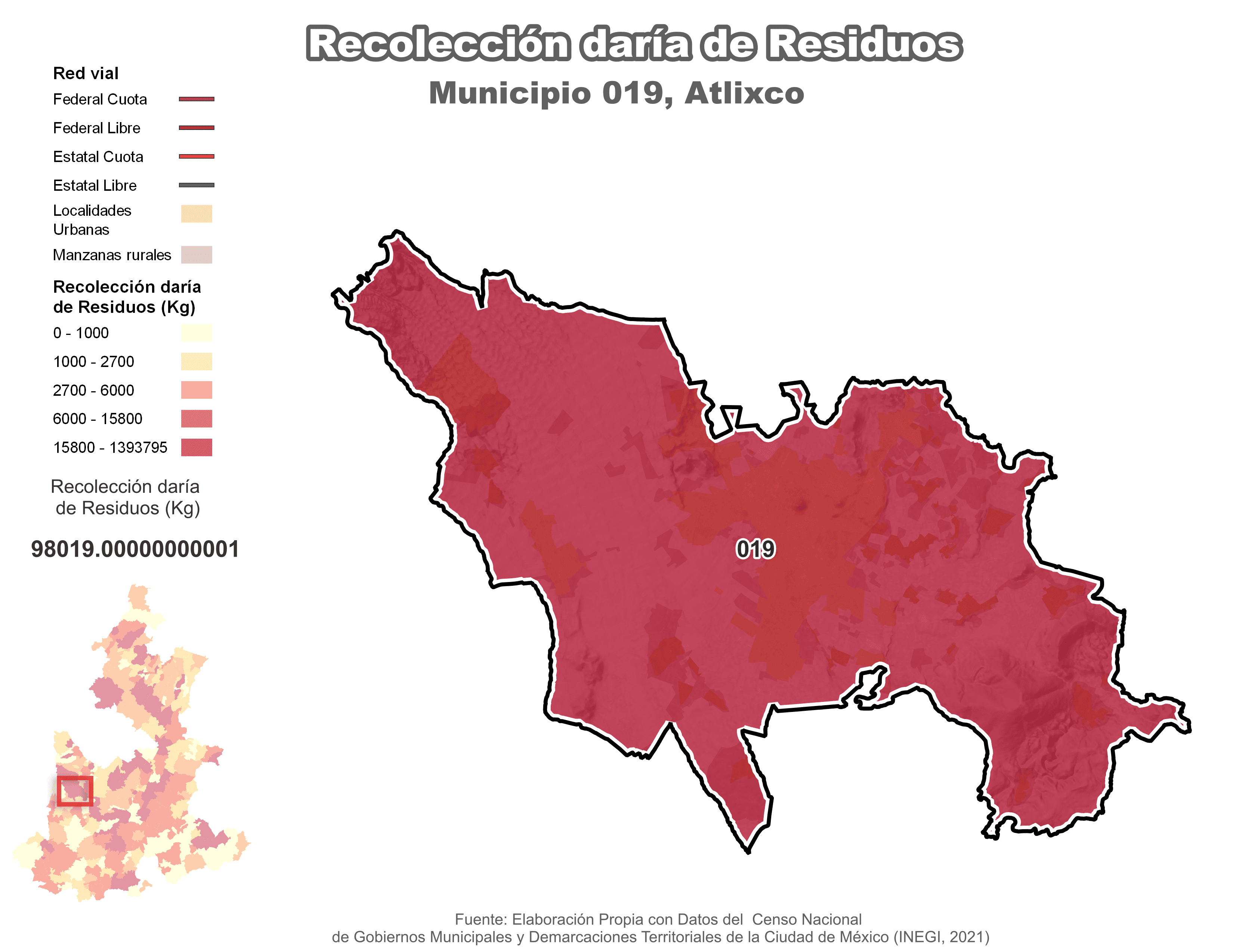 Biblioteca de Mapas - Recolección de residuos en municipio de Atlixco