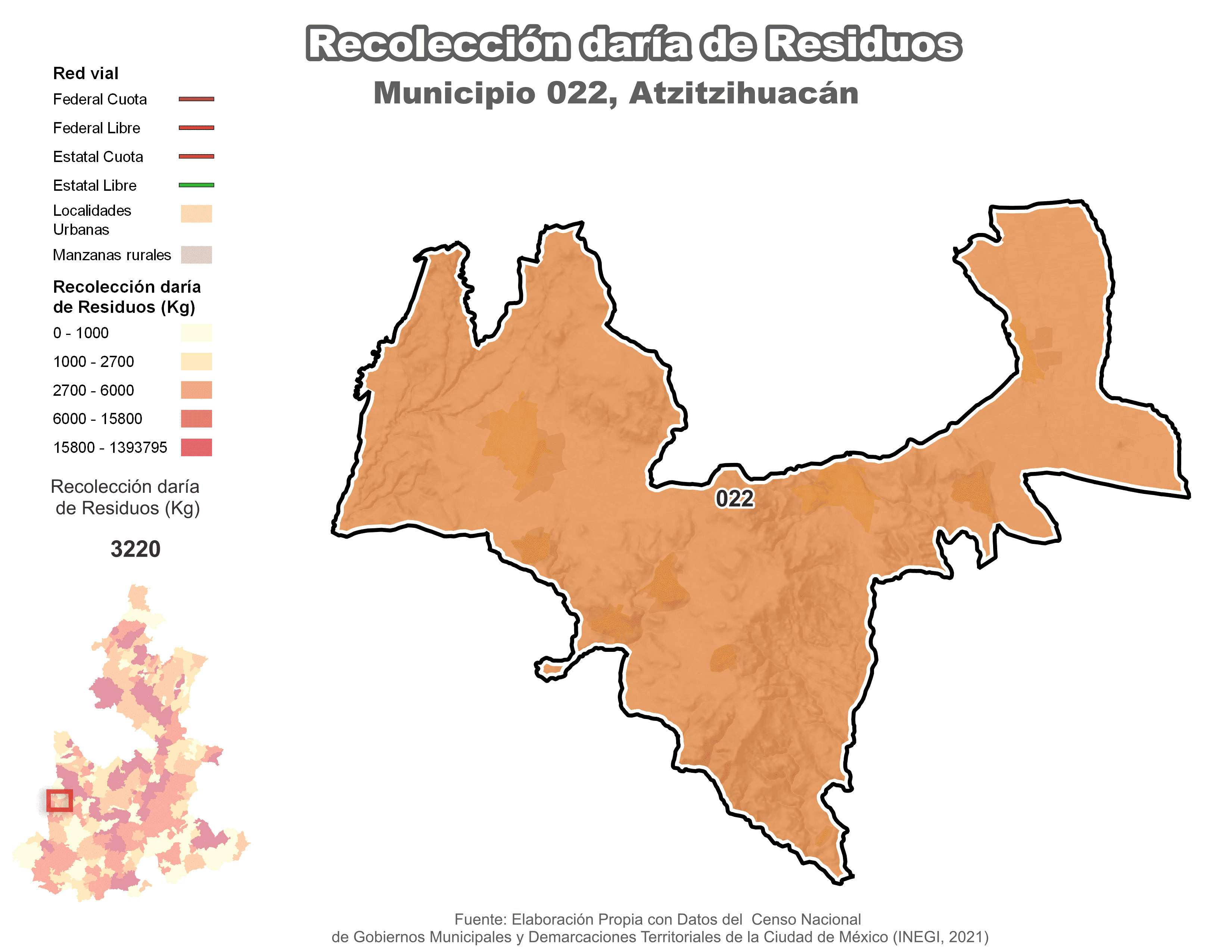 Biblioteca de Mapas - Recolección de residuos en municipio de Atzitzihuacán