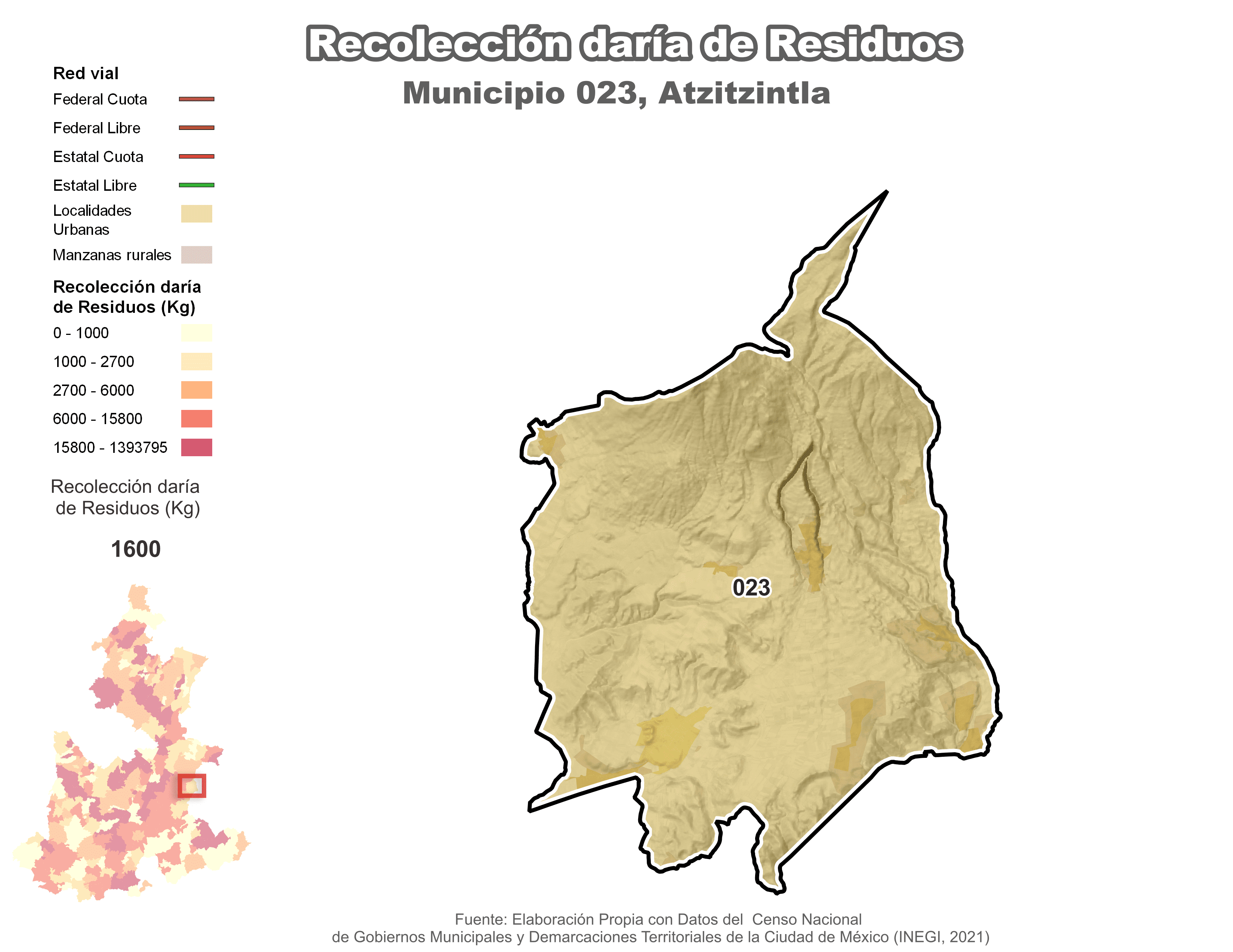 Biblioteca de Mapas - Recolección de residuos en municipio de Atzitzintla